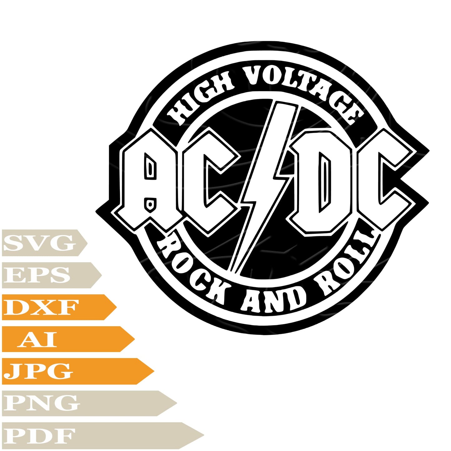 AC/DC SVG, AC/DC Rock Band SVG Design, AC/DC Logo Vector Graphics, AC/DC Logo For Cricut, For Tattoo, Clip Art, Cut File, T-Shirts, Silhouette, All Available