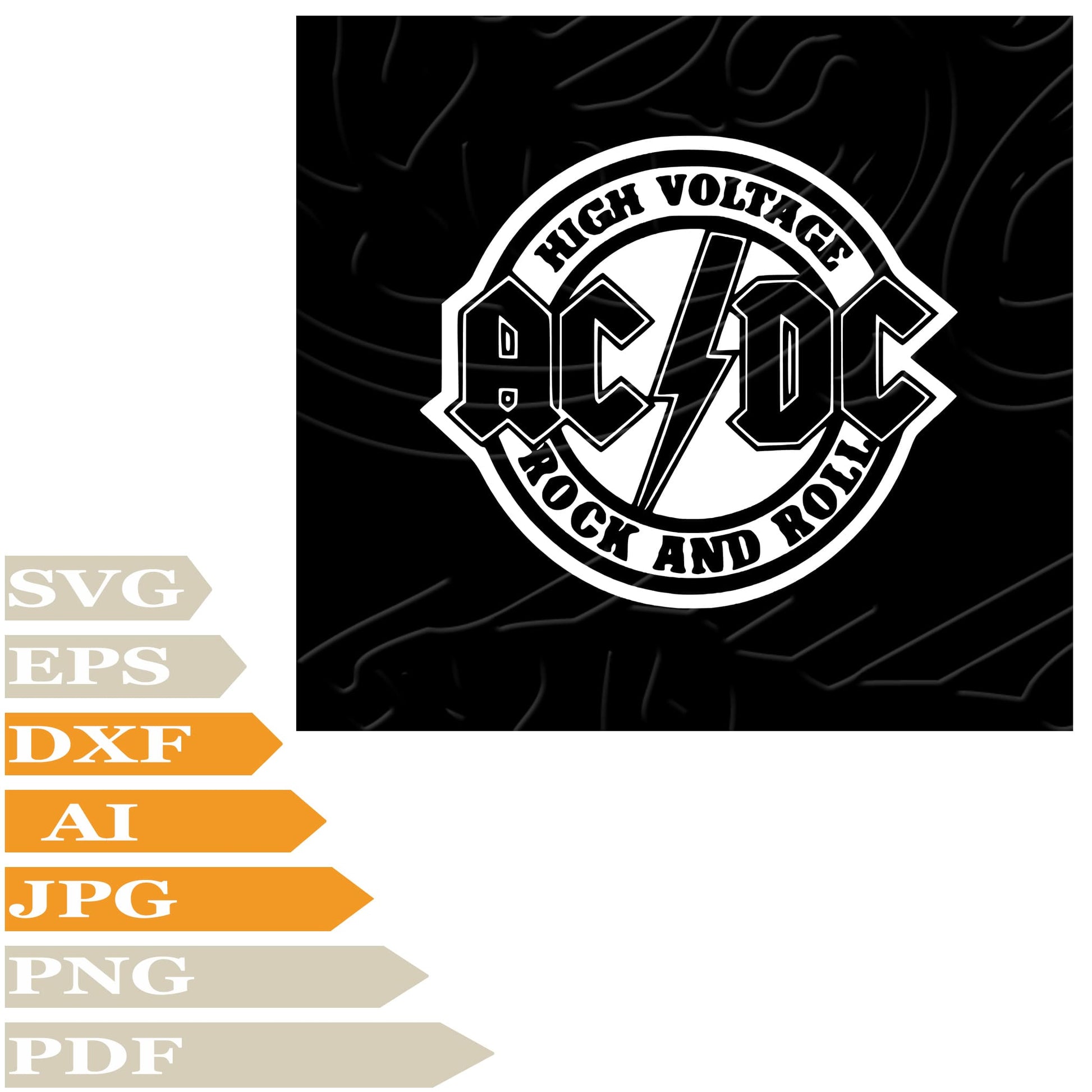 AC/DC SVG, AC/DC Rock Band SVG Design, AC/DC Logo Vector Graphics, AC/DC Logo For Cricut, For Tattoo, Clip Art, Cut File, T-Shirts, Silhouette, All Available