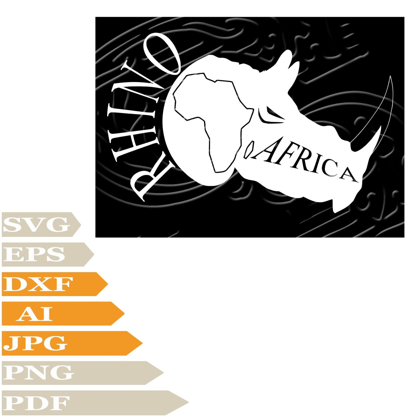 Africa Svg File, Rhino Head Svg Design, Wild Rhino Png, Wild Animals Svg File, African Continent Vector Graphics, Rhino Svg For Tattoo, Rhino Head Svg For Cricut