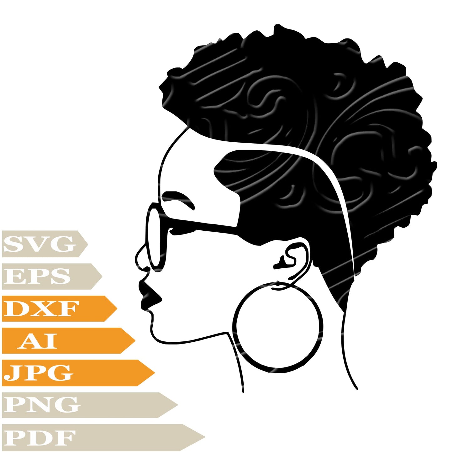 Afro American Girl SVG-Girl Personalized SVG-Girl Glasses Drawing SVG-Afro American Girl Vector Graphics-PNG-Decal-Cricut-Digital Files-Clip Art-Cut File-For Shirts-Silhouette