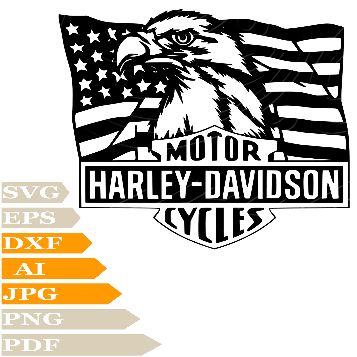 American Eagle ﻿SVG-Harley Davidson Logo Personalized SVG-Eagle Harley Davidson Logo Drawing SVG-Harley Davidson Vector Illustration-PNG-Decal-Cricut-Digital Files-Clip Art-Cut File-For Shirts-Silhouette