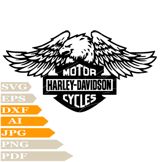 American Eagle, Motorcycles Harley Davidson Logo SVG, Vector Graphics, Digital Painting, PNG, Cricut, Cut File, Clip Art, Tattoo, Print, T-Shirt, Silhouette