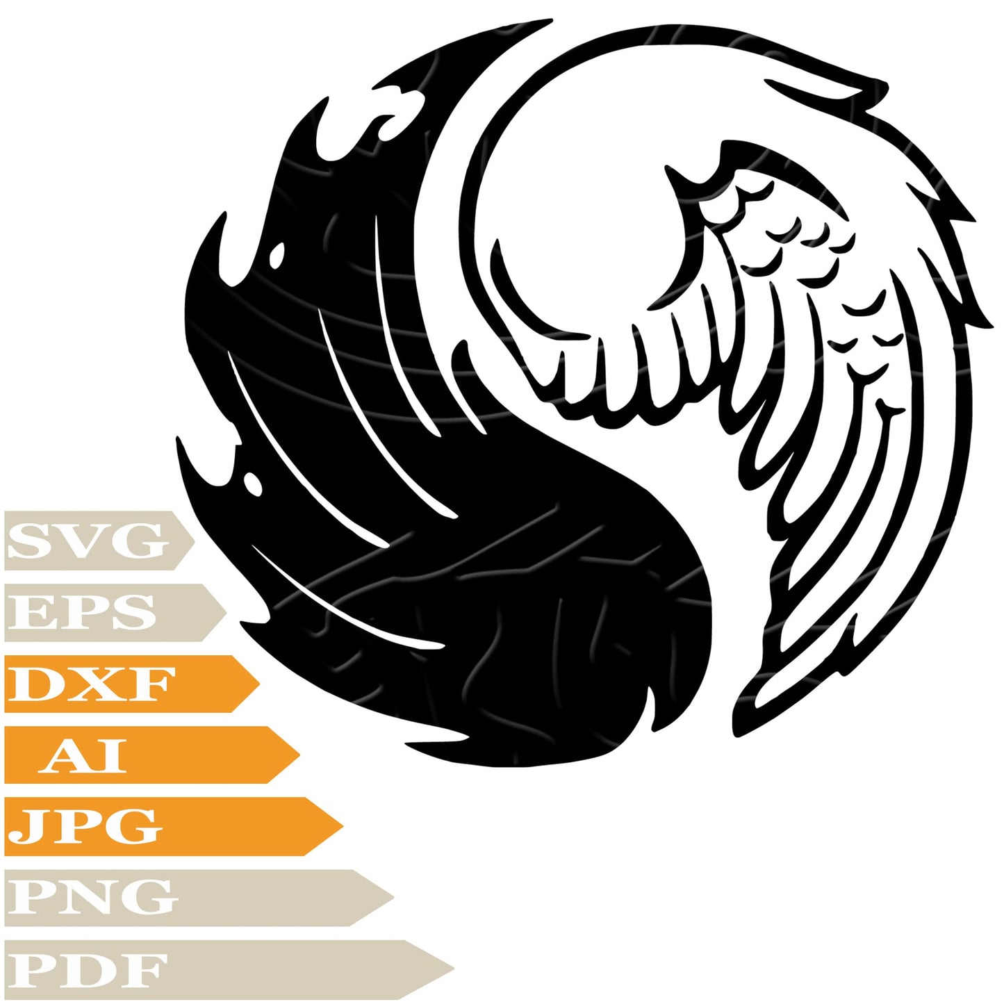 Angel Devil SVG, PNG, Clip art, Cut File, Vector Graphics, Instant Download, Wall sticker, Digital, For Cricut, Silhouette