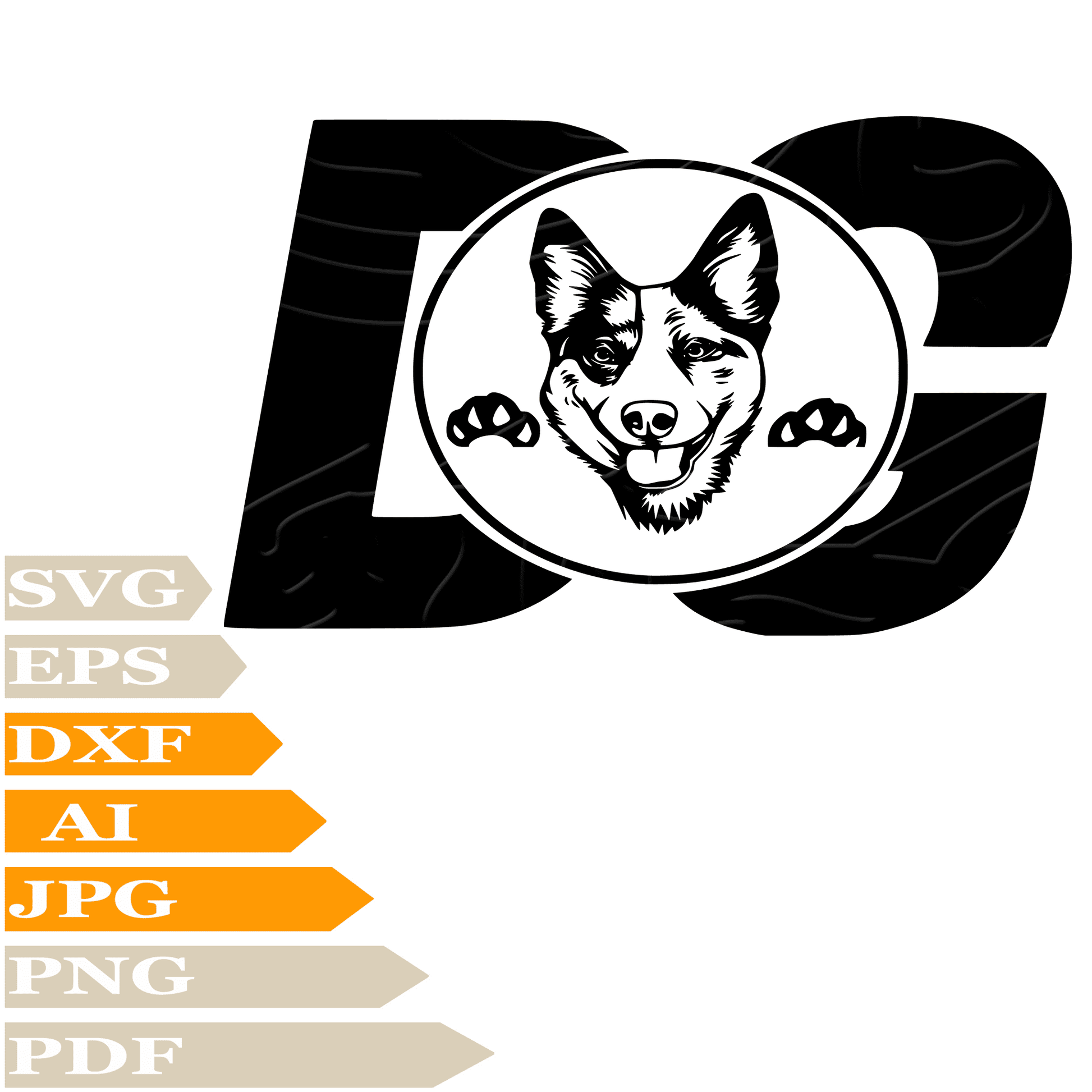 Australian Cattle SVG File, Australian Cattle Dog SVG Design, Australian Cattle Head SVG, Australian Cattle Vector Graphics, Australian Cattle Head PNG, For Cricut, Clipart, Cut File, Print, Digital Download, T-Shirt, Silhouette