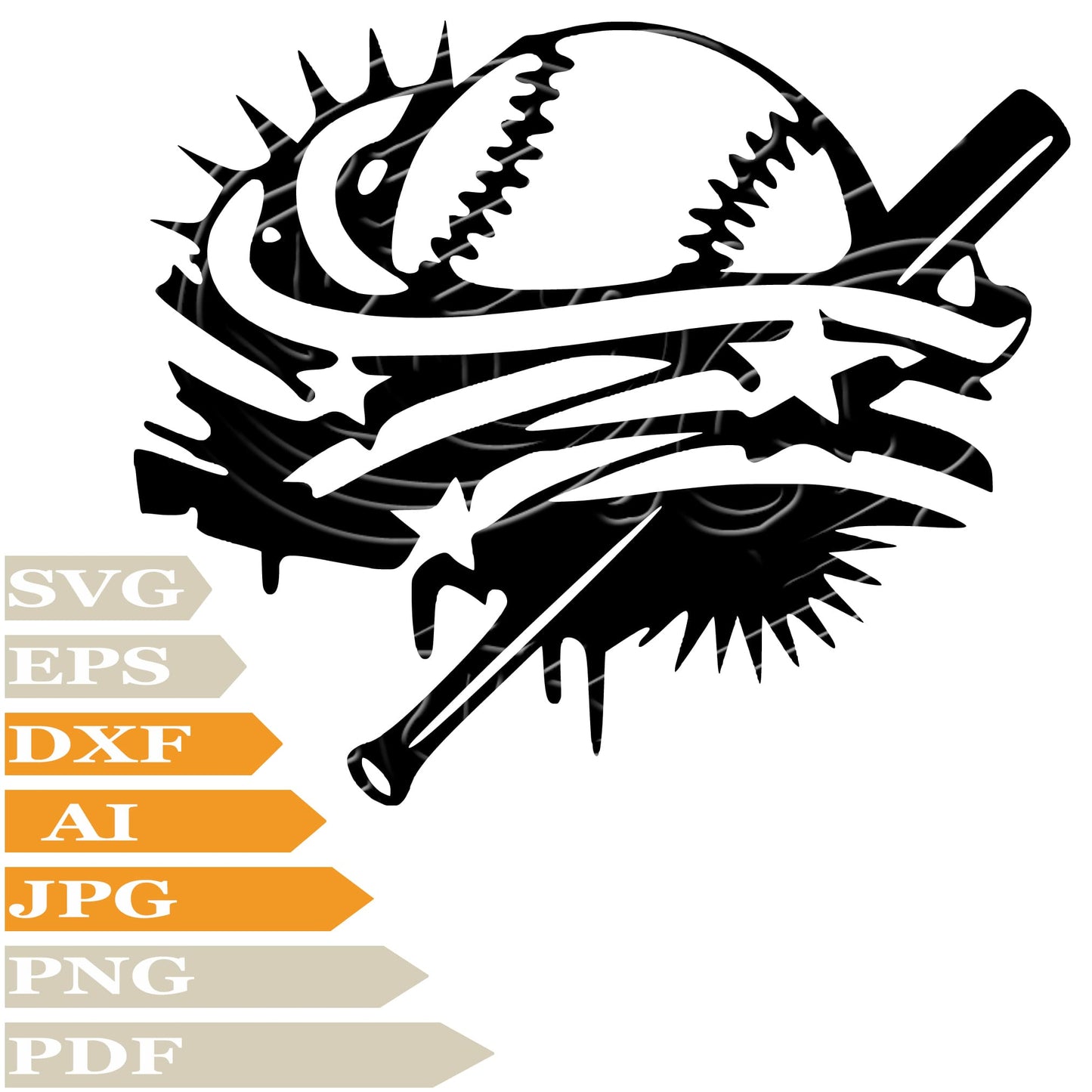 Baseball Funny Smile, Baseball Bat Svg File, Image Cut, Png, For Tattoo, Silhouette, Digital Vector Download, Cut File, Clipart, For Cricut