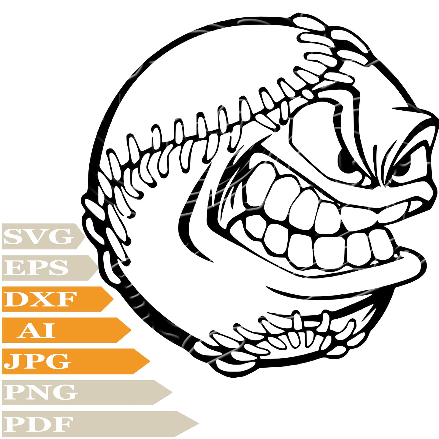 Baseball Funny Smile, Baseball Bat Svg File, Image Cut, Png, For Tattoo, Silhouette, Digital Vector Download, Cut File, Clipart, For Cricut