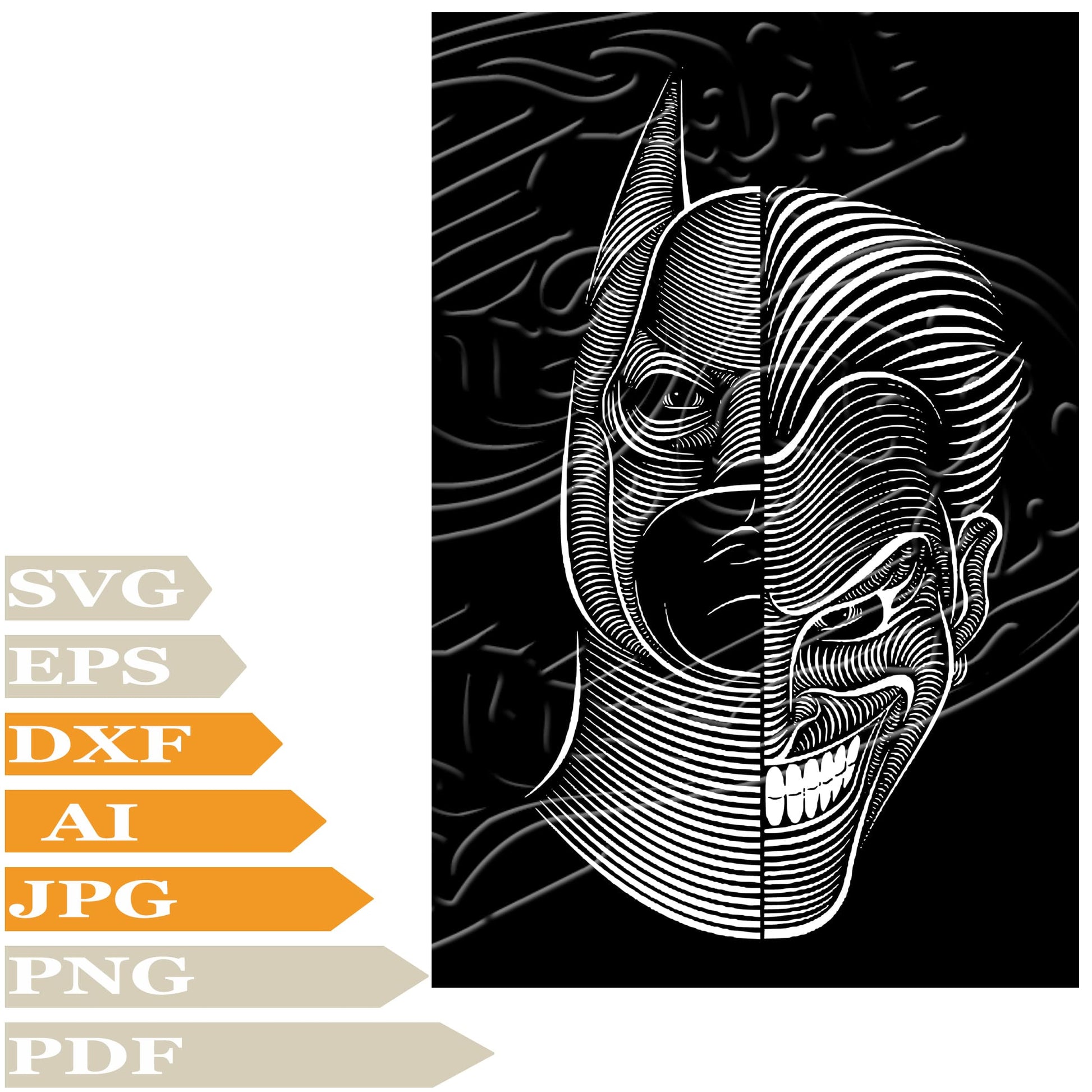 Batman Joker, Batman Joker Face Svg File, Image Cut, Png, For Tattoo, Silhouette, Digital Vector Download, Cut File, Clipart, For Cricut