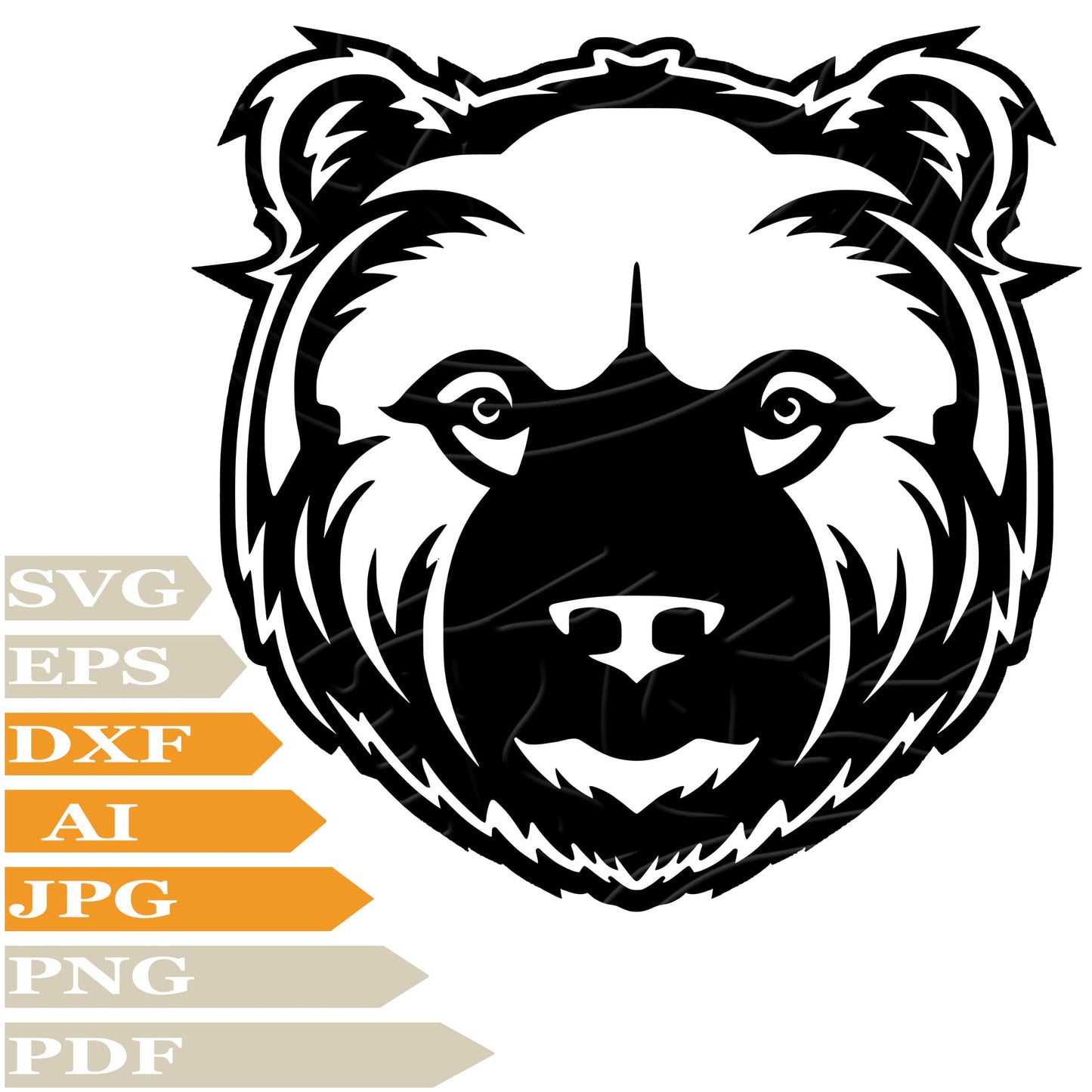 Bear SVG, Bear Head SVG Design, Wild Bear Head PNG, Bear Vector Graphics, Wild Animal Bear Digital Instant Download, Bear For Cricut, Clip Art, Cut File, T-Shirts, Silhouette