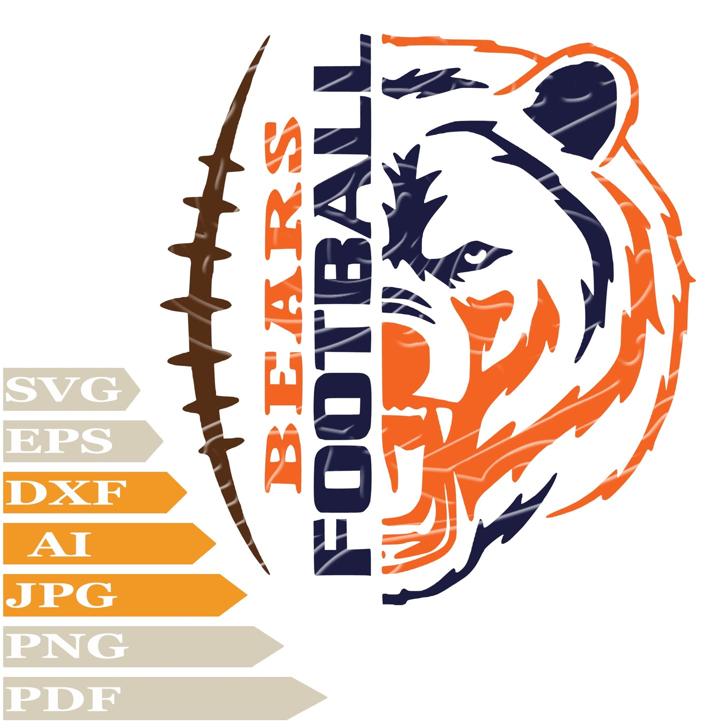 Bears Football, Chicago Bears Logo Svg File, Image Cut, Png, For Tattoo, Silhouette, Digital Vector Download, Cut File, Clipart, For Cricut