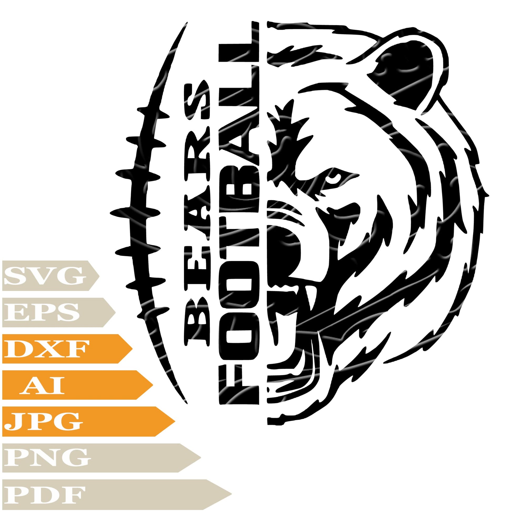 Bears Football, Chicago Bears Logo Svg File, Image Cut, Png, For Tattoo, Silhouette, Digital Vector Download, Cut File, Clipart, For Cricut