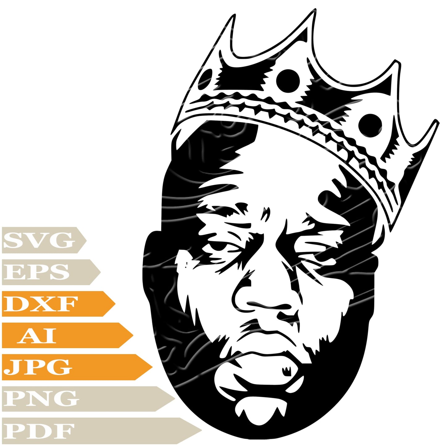Biggie Smalls,  The Notorious B.I.G  Svg File, Image Cut, Png, For Tattoo, Silhouette, Digital Vector Download, Cut File, Clipart, For Cricut