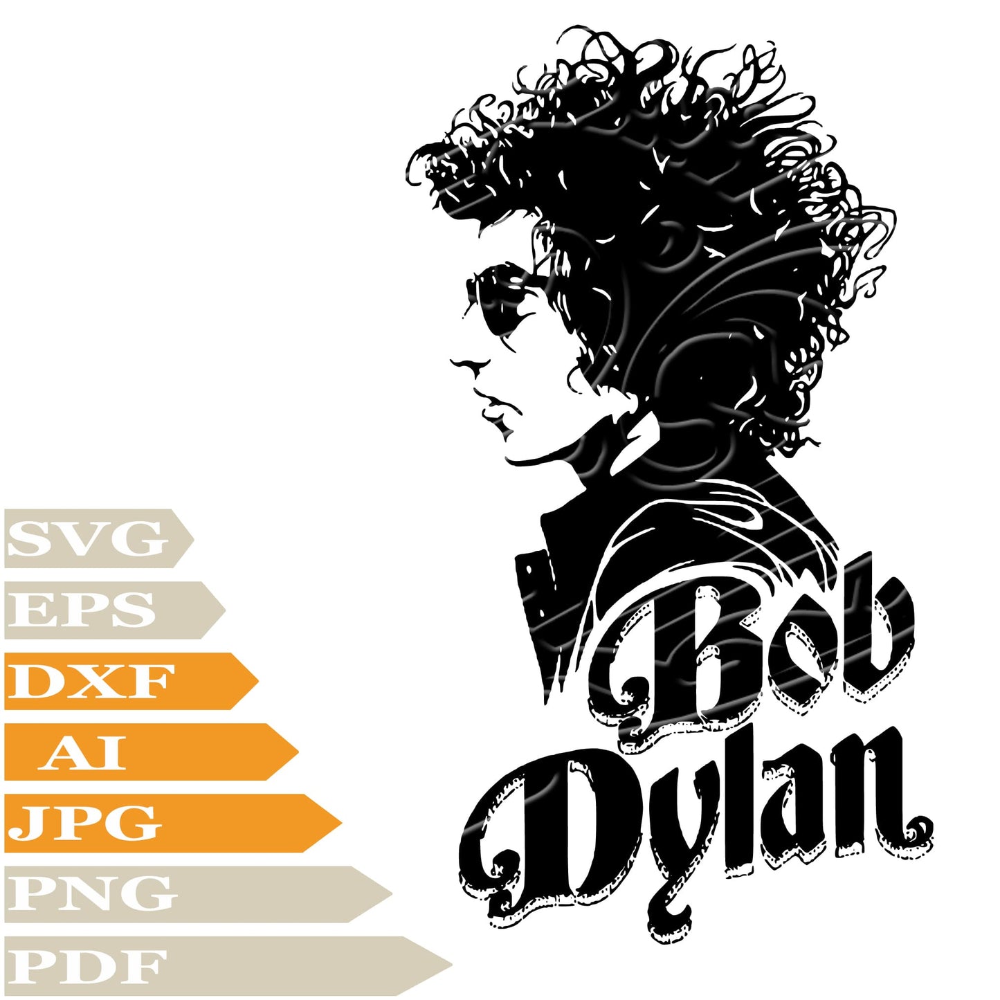 Bob Dylan Svg File, Image Cut, Png, For Tattoo, Silhouette, Digital Vector Download, Cut File, Clipart, For Cricut