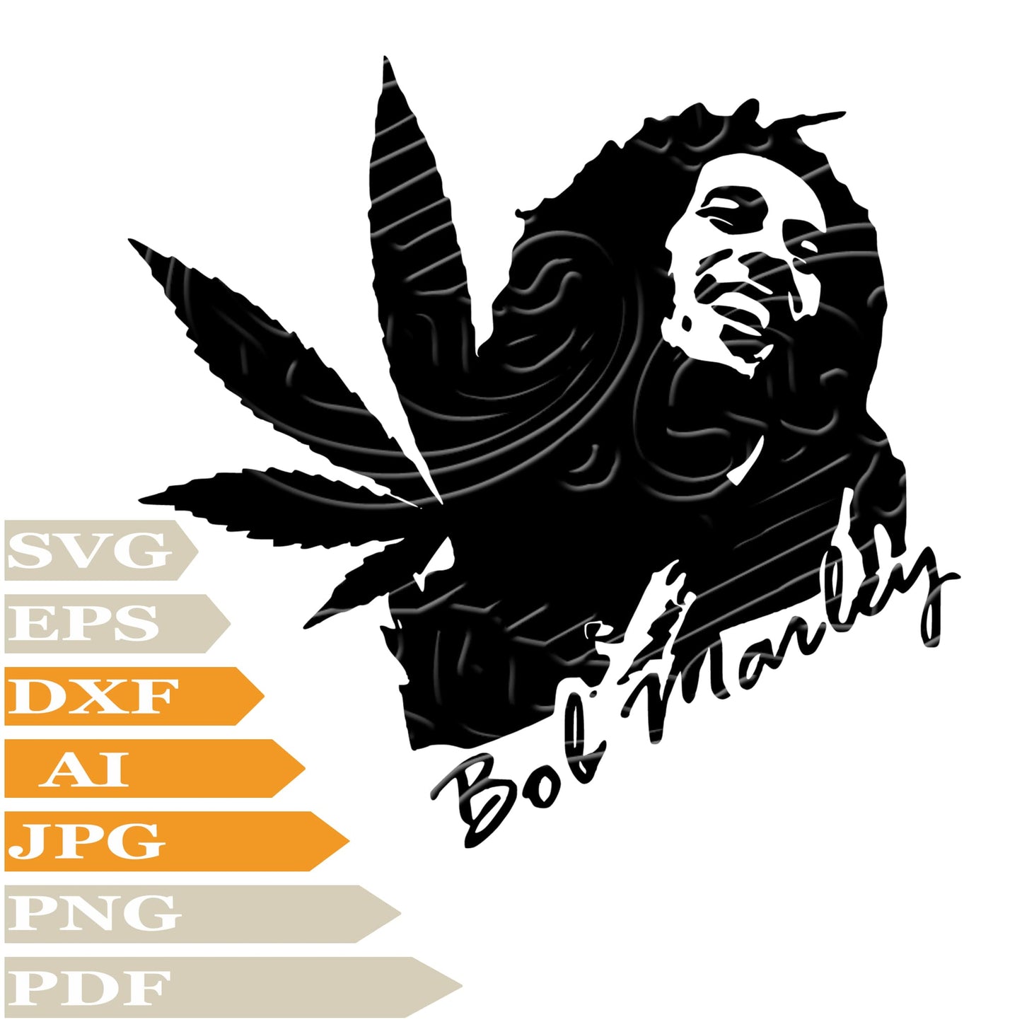 Bob Marley Bob Marley One Love Svg File, Image Cut, Png, For Tattoo, Silhouette, Digital Vector Download, Cut File, Clipart, For Cricut