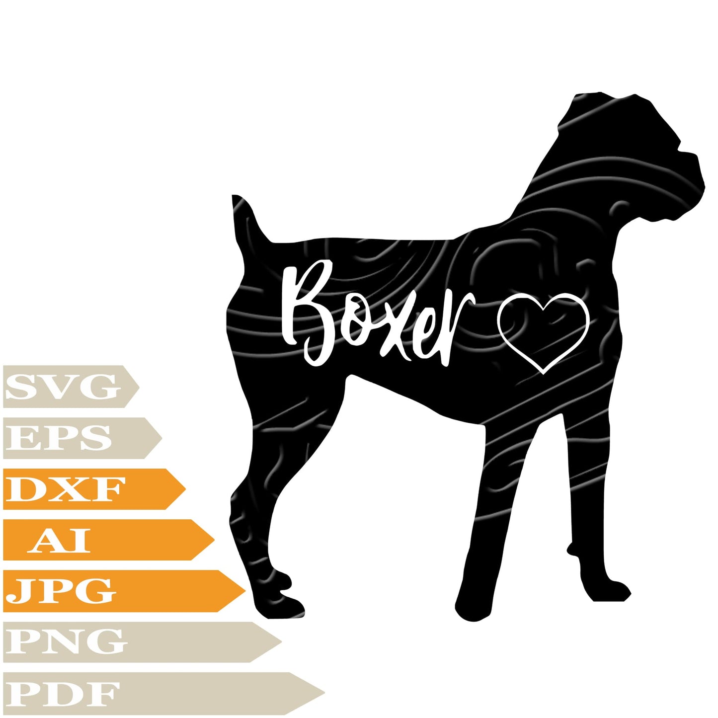 Boxer, Boxer Love Svg File, Image Cut, Png, For Tattoo, Silhouette, Digital Vector Download, Cut File, Clipart, For Cricut