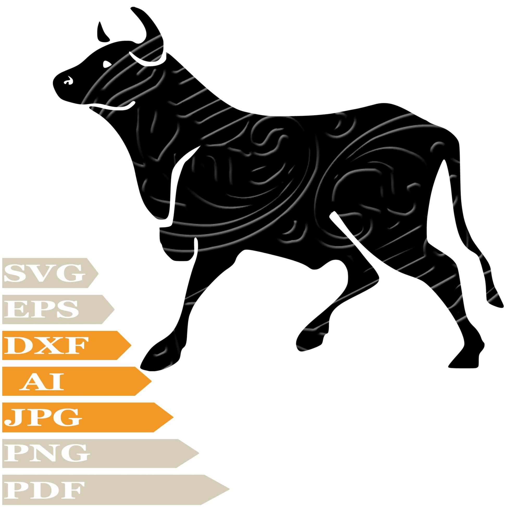 Bull Svg File, Image Cut, Png, For Tattoo, Silhouette, Digital Vector Download, Cut File, Clipart, For Cricut