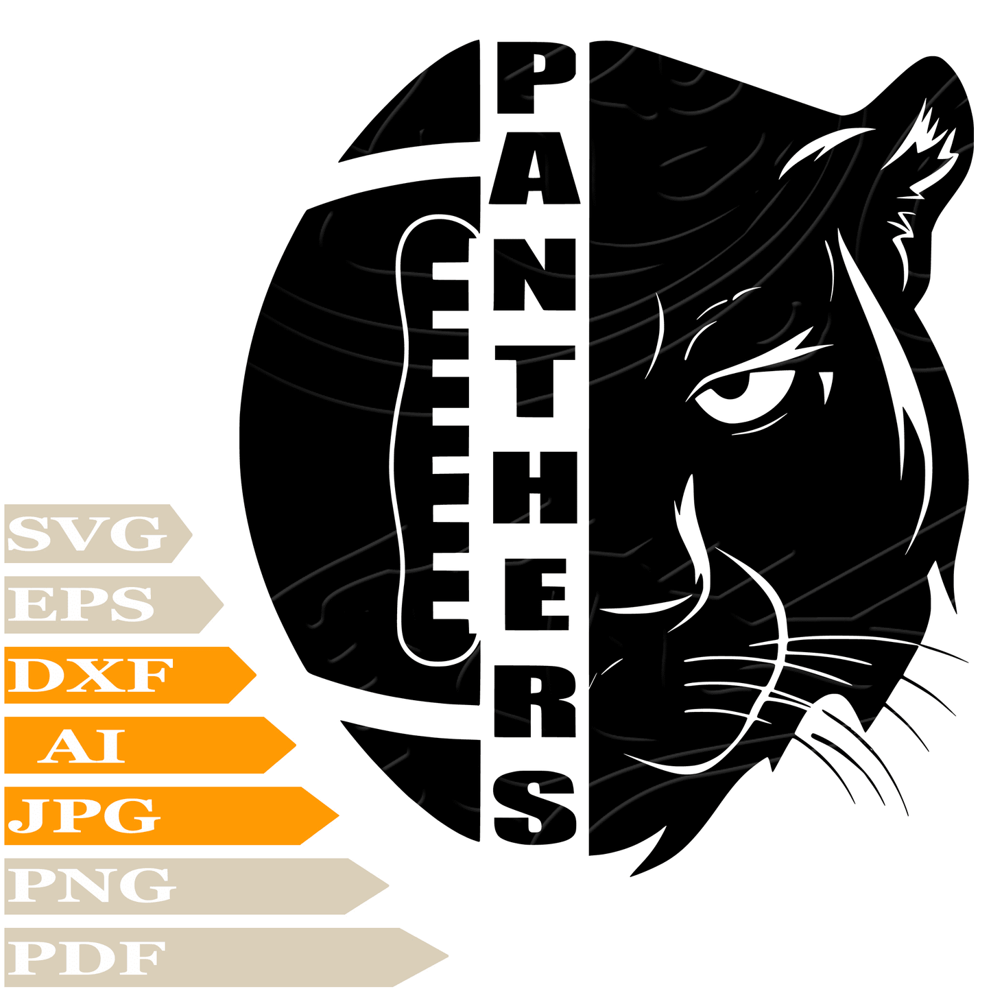 Carolina Panthers SVG-Panthers Football Personalized SVG-Carolina Panthers Mascot Logo Drawing SVG-Panthers Football Logo Vector Illustration-PNG-Decal-Cricut-Digital Files-Clip Art-Cut File-For Shirts-Silhouette