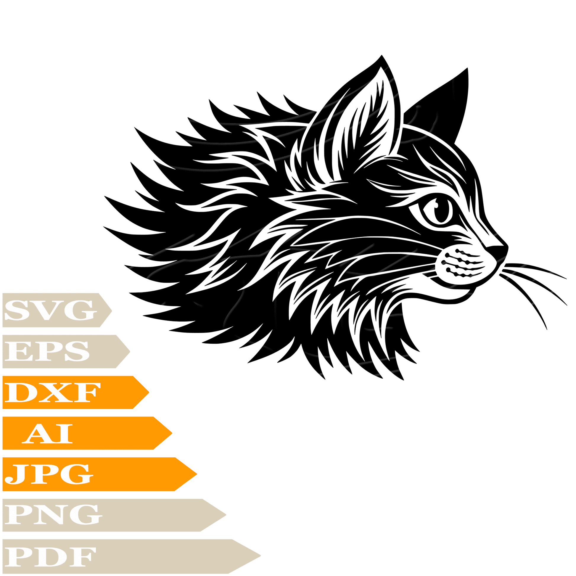 Cat SVG, Black Cat SVG File, Cat Head SVG Design, Black Cat Vector Graphics, PNG, Cricut, Image Cut, Clipart,  For Tattoo, Cut File, Silhouette