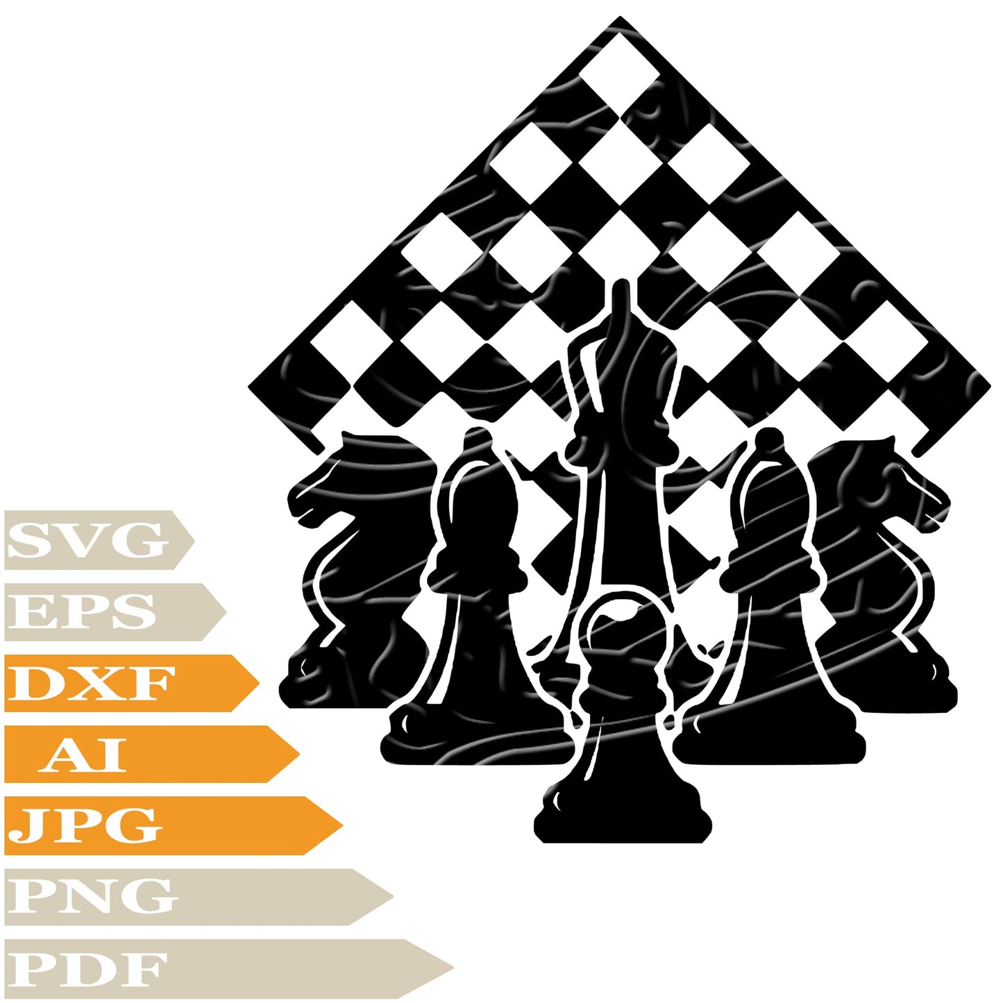 Chess, Board With Chess Pieces Svg File, Image Cut, Png, For Tattoo, Silhouette, Digital Vector Download, Cut File, Clipart, For Cricut