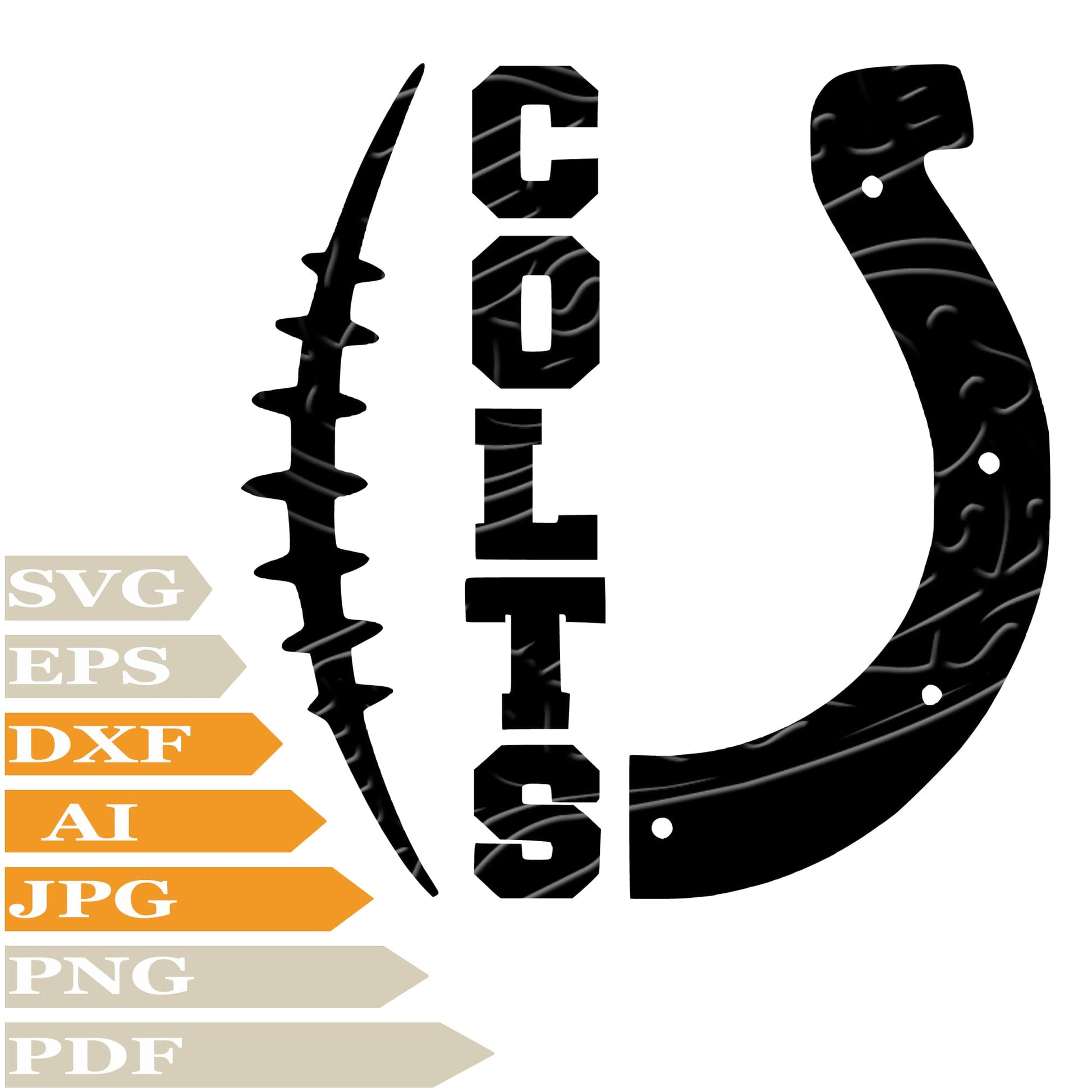 Colts Football, Indianapolis Colts Logo Svg File, Image Cut, Png, For Tattoo, Silhouette, Digital Vector Download, Cut File, Clipart, For Cricut