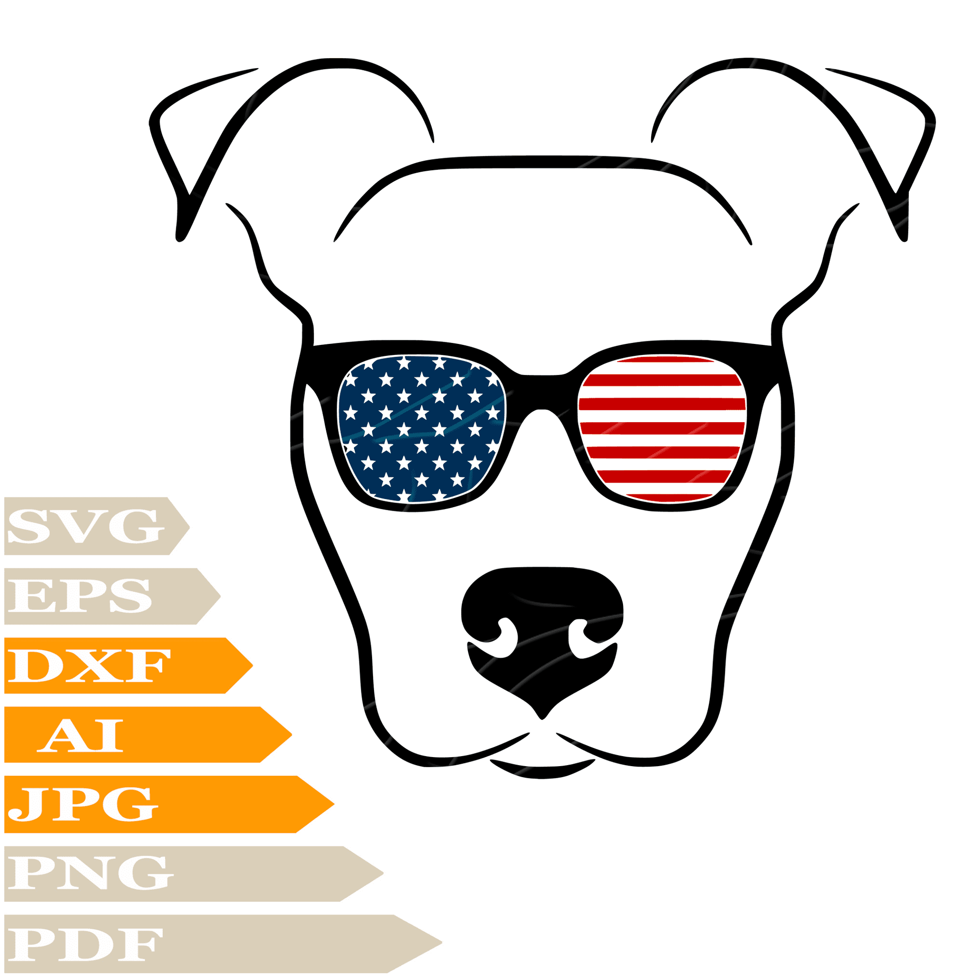 Cute Dog SVG File, Funny Cute Dog  SVG Design, Dog  With Sunglasses Vector Graphics, Dog Head PNG, Cricut, Image Cut, Clipart,  For Tattoo, Cut File, Silhouette