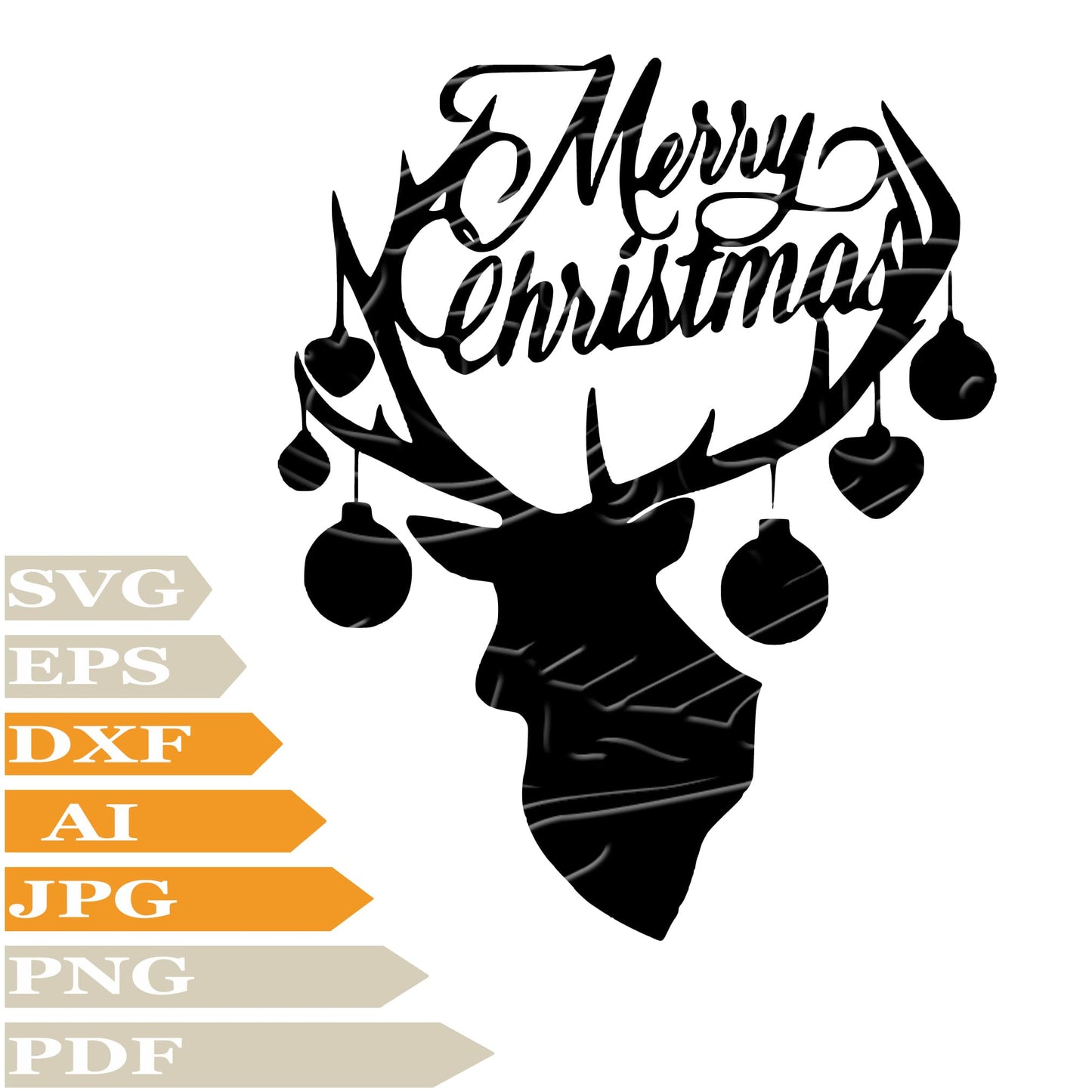 Deer, Merry Christmas Svg File, Image Cut, Png, For Tattoo, Silhouette, Digital Vector Download, Cut File, Clipart, For Cricut
