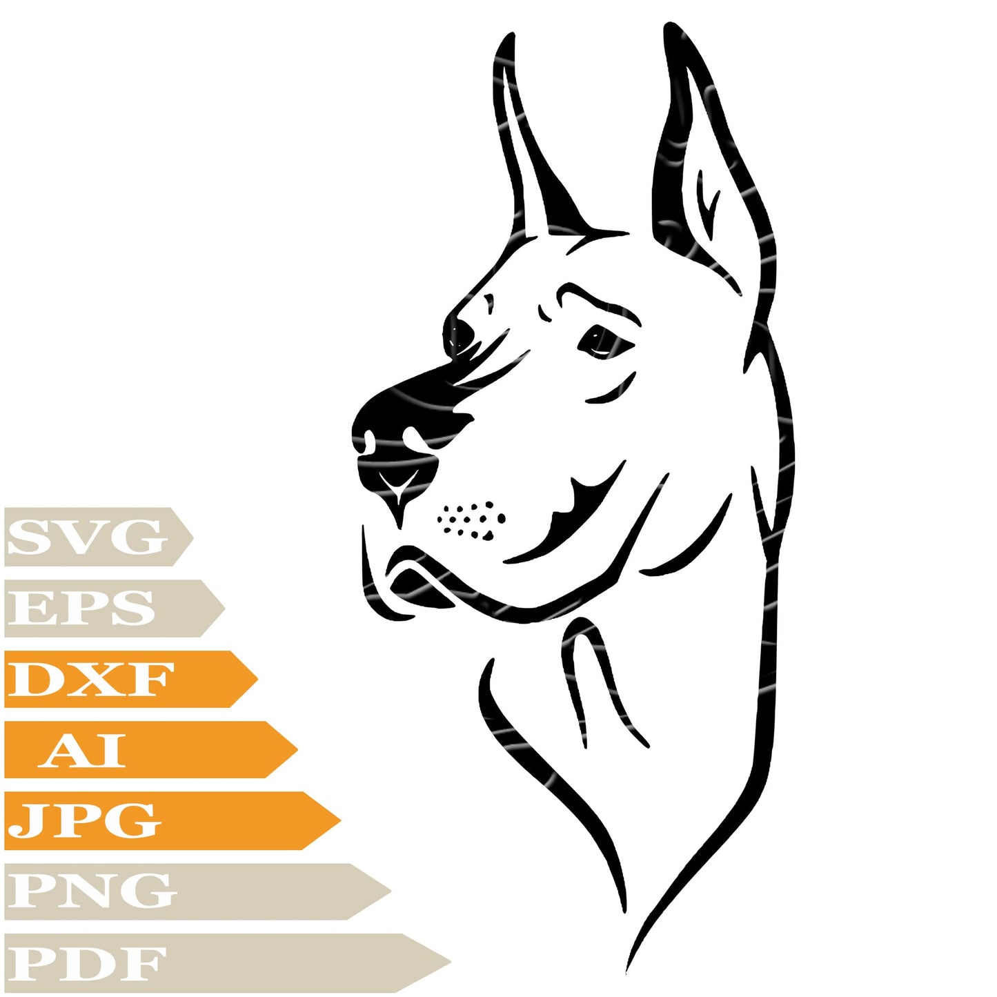 Dog Gret Dane, Gret Dane Head Svg File, Image Cut, Png, For Tattoo, Silhouette, Digital Vector Download, Cut File, Clipart, For Cricut