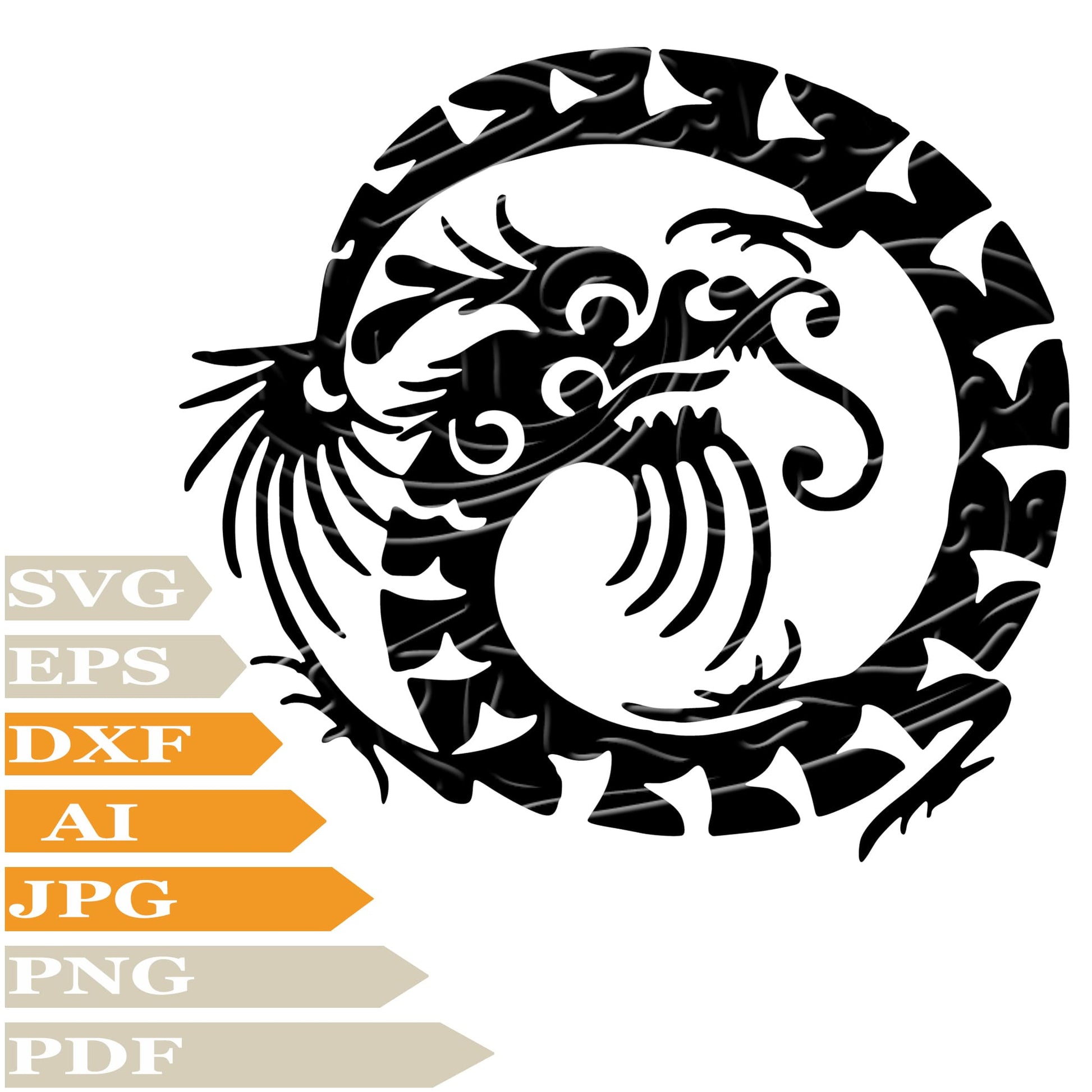 Dragon, Funny Dragon Svg File, Image Cut, Png, For Tattoo, Silhouette, Digital Vector Download, Cut File, Clipart, For Cricut