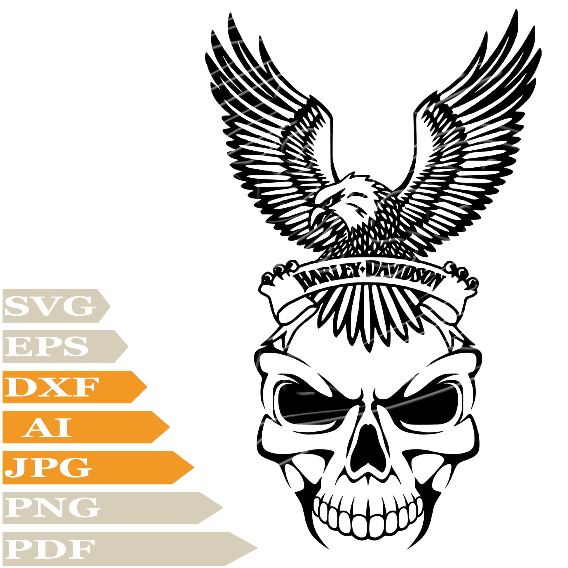 Eagle Harley Davidson, Harley Davidson Logo Svg File, Image Cut, Png, For Tattoo, Silhouette, Digital Vector Download, Cut File, Clipart, For Cricut