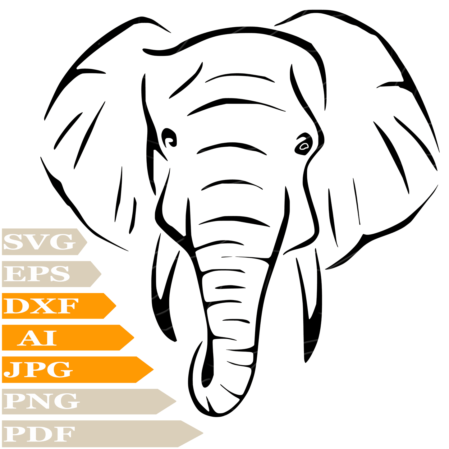 Elephant SVG File-Elephant Head Drawing SVG-Elephant Wild Animals Vector Clip Art-Cut Files-Illustration-PNG-Circuit-Digital Files-For Shirts-Silhouette