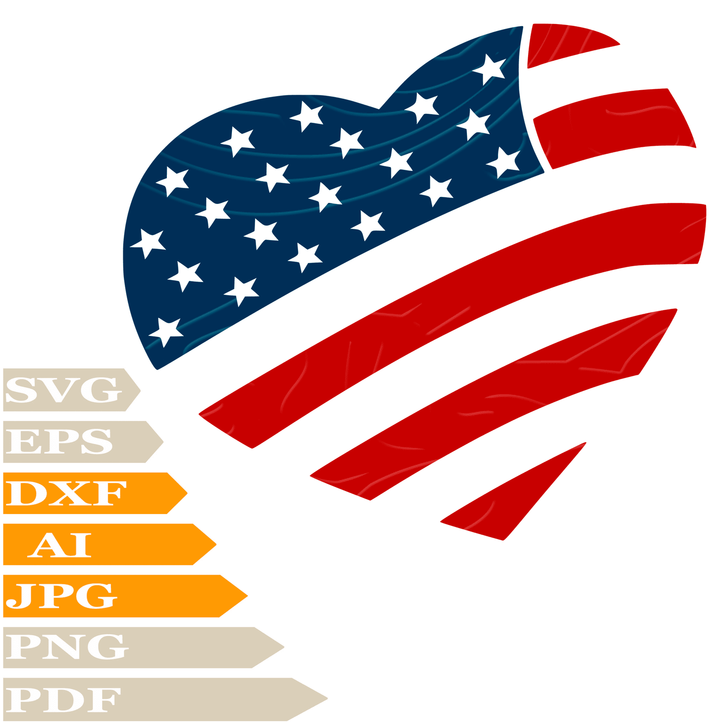 Flag Of America SVG File, Heart U.S. Flag SVG Design, American Flag Vector Graphics, Heart U.S. Flag PNG, Cricut, Image Cut, Clipart,  For Tattoo, Cut File, Silhouette