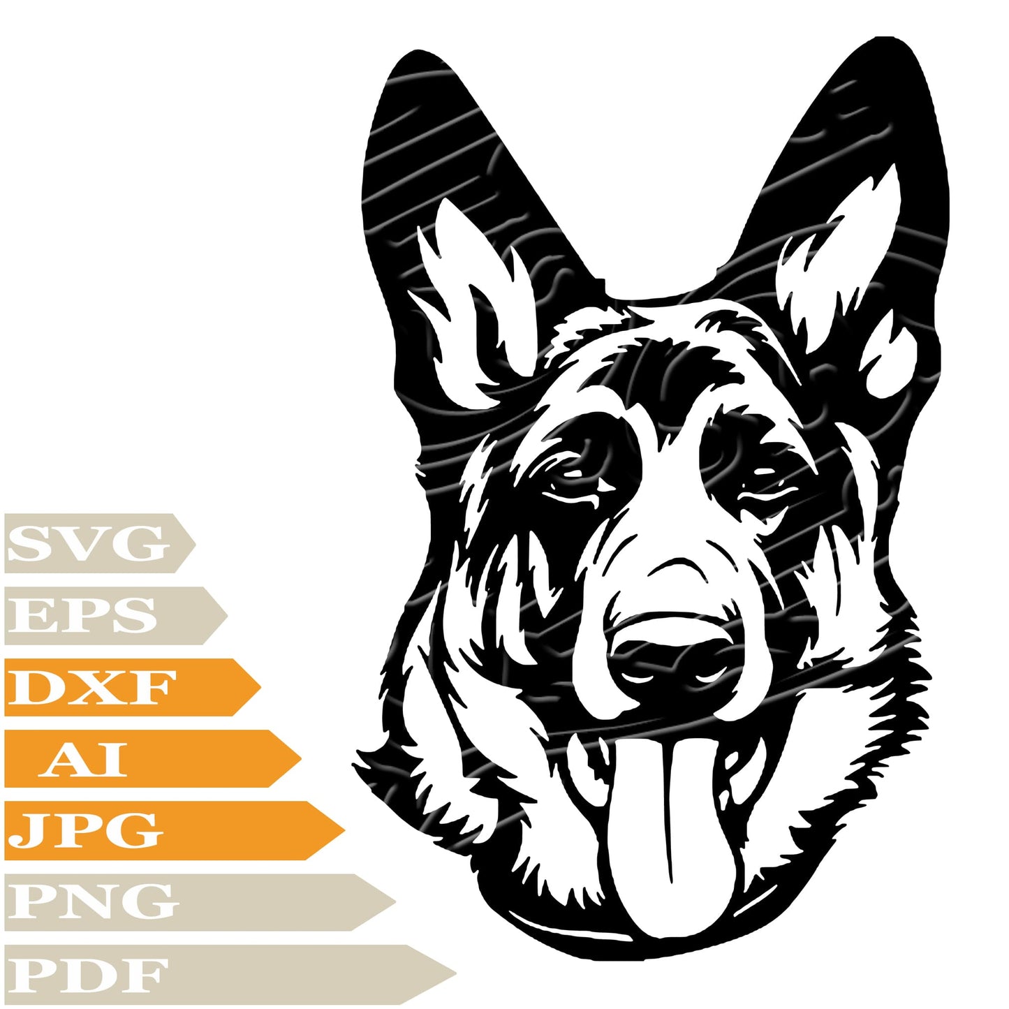 German Shepherd, German Shepherd Head Svg File, Image Cut, Png, For Tattoo, Silhouette, Digital Vector Download, Cut File, Clipart, For Cricut