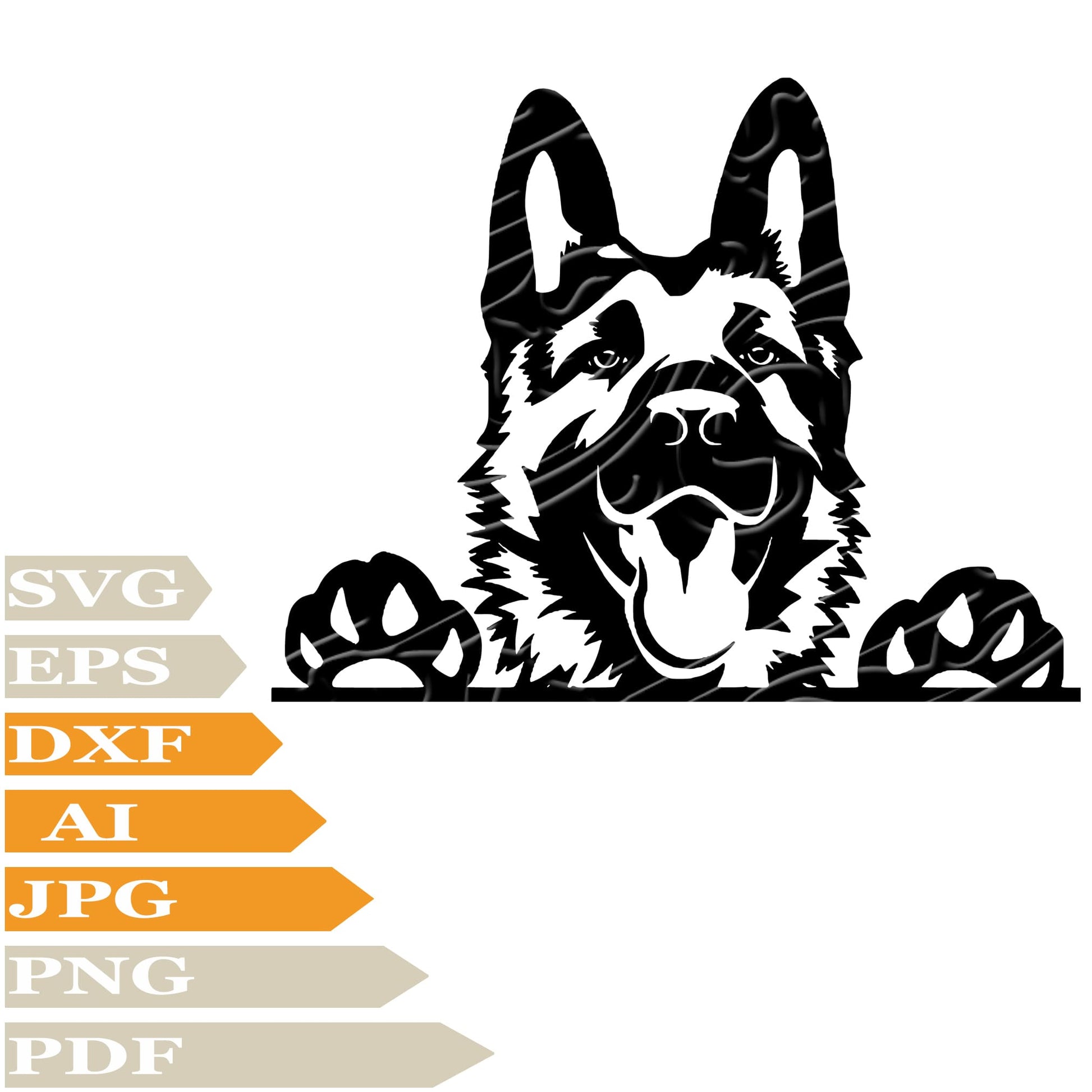 German Shepherdь German Shepherd With Paws Svg File, Image Cut, Png, For Tattoo, Silhouette, Digital Vector Download, Cut File, Clipart, For Cricut