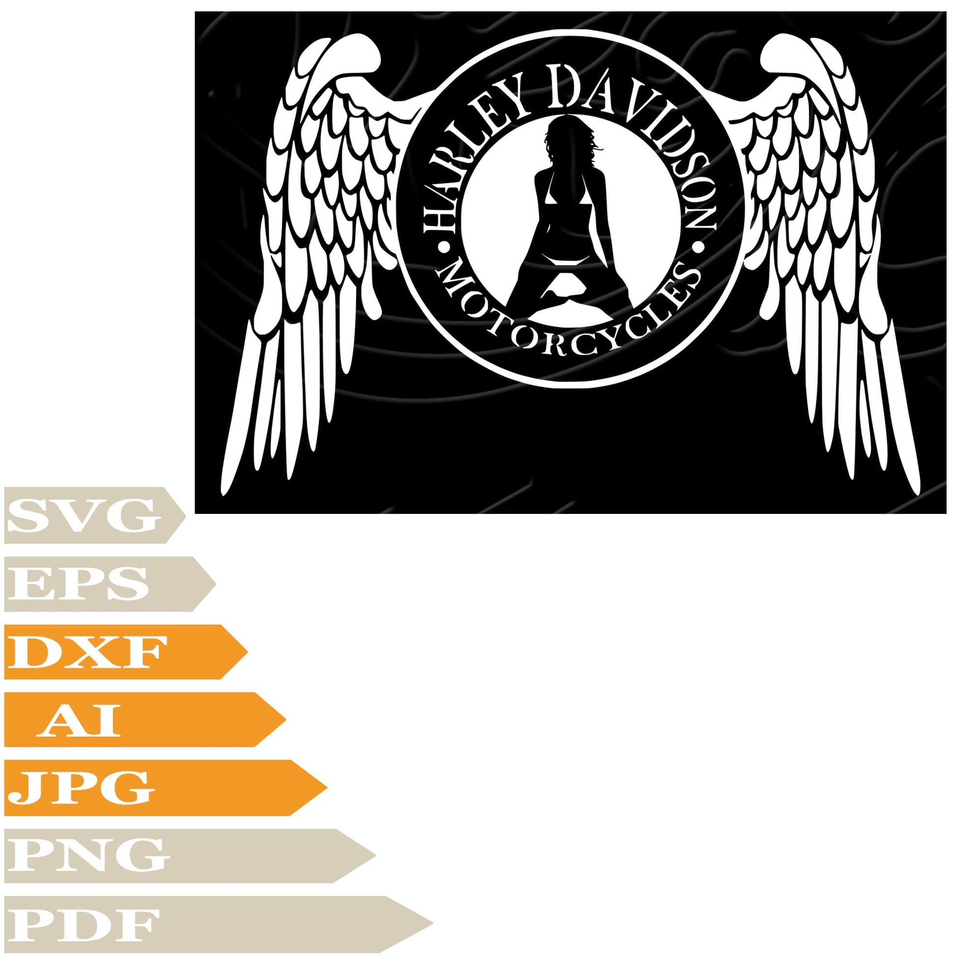 Girl SVG, Girl Harley Davidson SVG Design, Harley Davidson Logo PNG, Harley Vector Graphics, Harley Davidson Logo For Cricut, Digital Instant Download, Clip Art, Cut File, T-Shirts, Silhouette