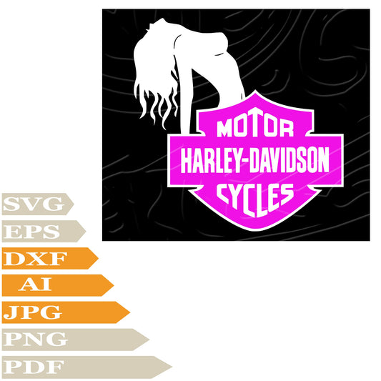 Girl, Harley-Davidson Logo SVG, Vector graphics, Digital painting, PNG, Cricut, Cut file, Clip art, Tattoo, Print, T-shirt, Silhouette