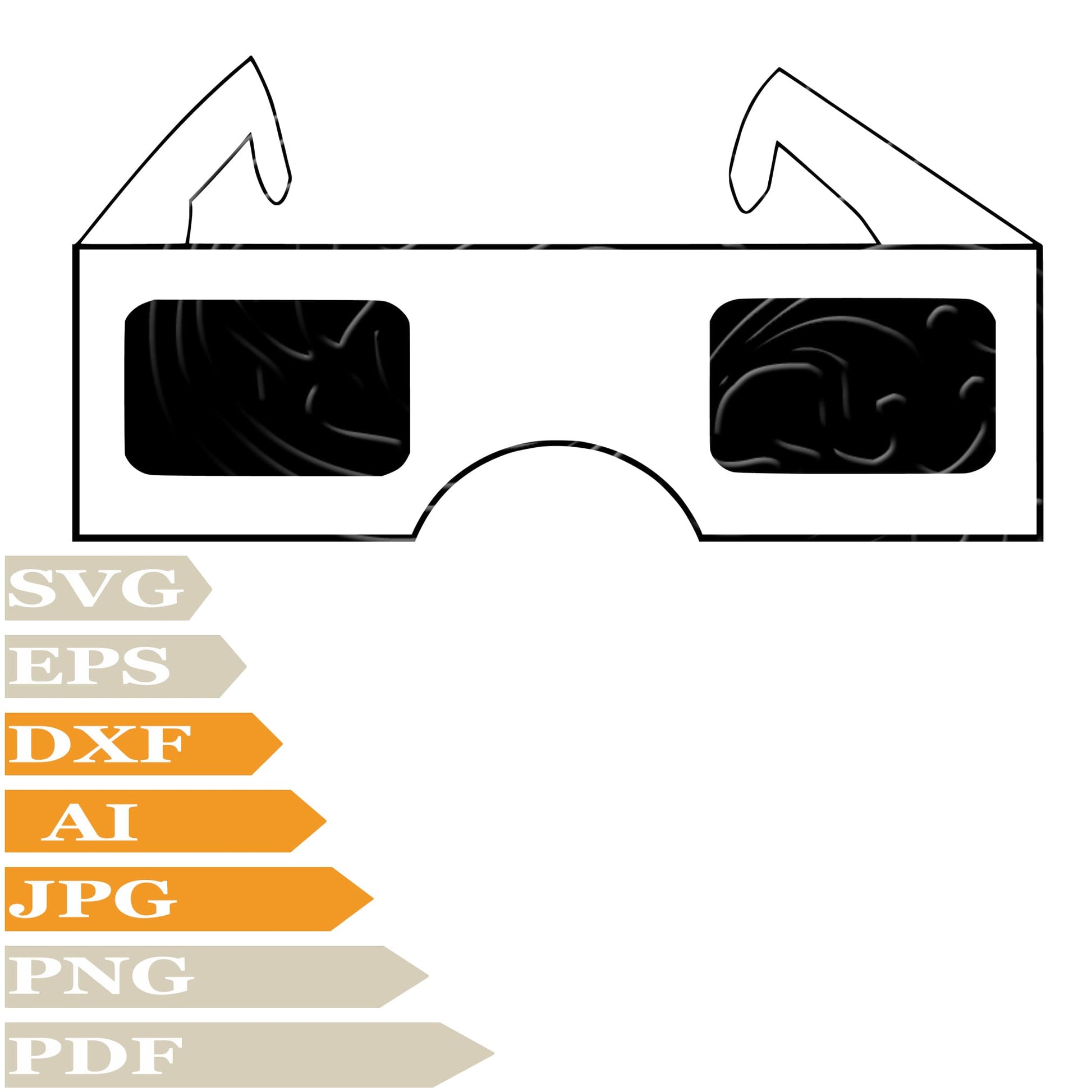 Glasses, 3D Glasses Svg File, Image Cut, Png, For Tattoo, Silhouette, Digital Vector Download, Cut File, Clipart, For Cricut