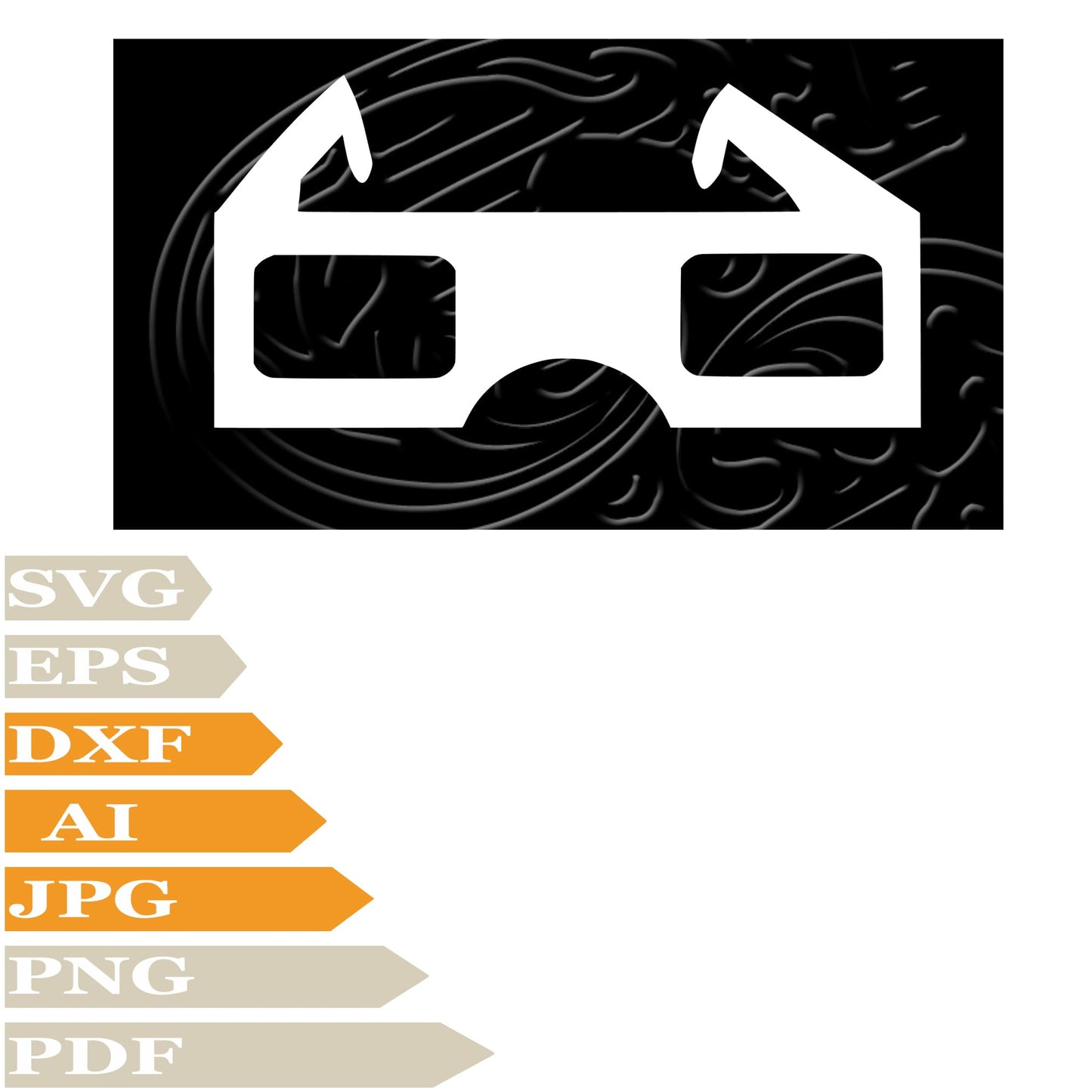 Glasses, 3D Glasses Svg File, Image Cut, Png, For Tattoo, Silhouette, Digital Vector Download, Cut File, Clipart, For Cricut