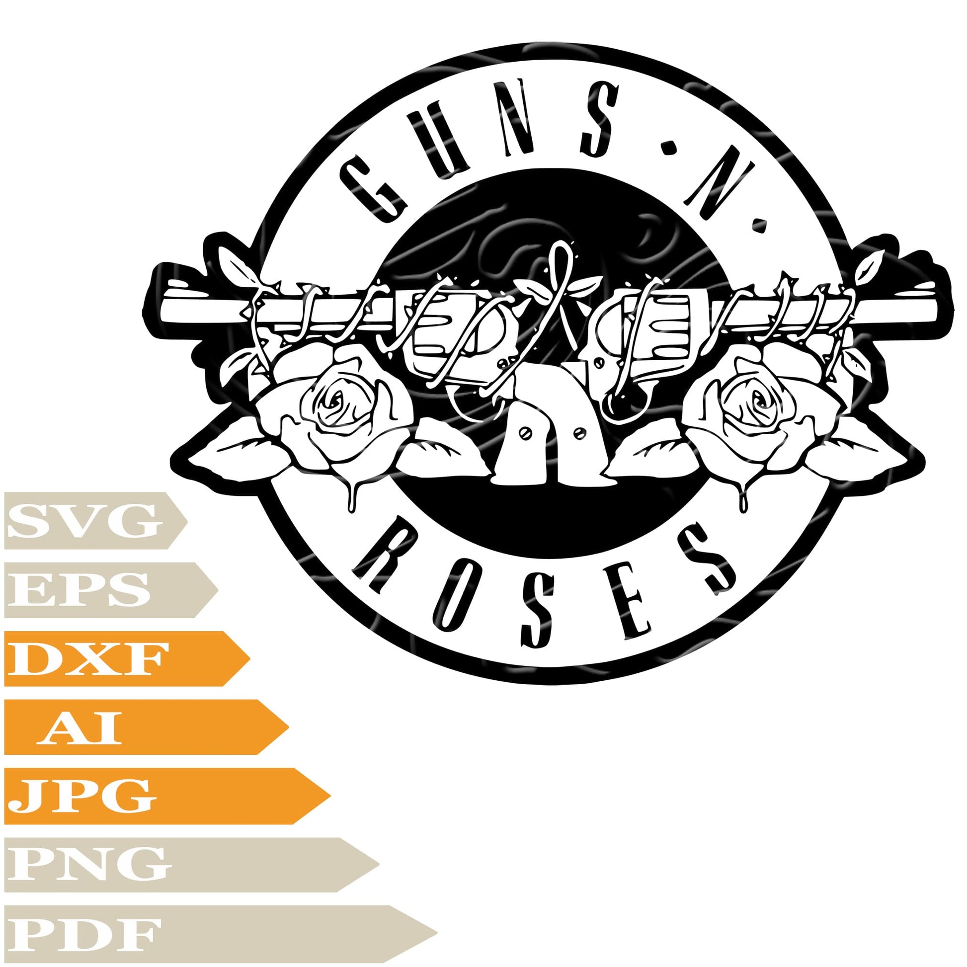 Guns N' Roses, Guns N' Roses Logo Svg File, Image Cut, Png, For Tattoo, Silhouette, Digital Vector Download, Cut File, Clipart, For Cricut