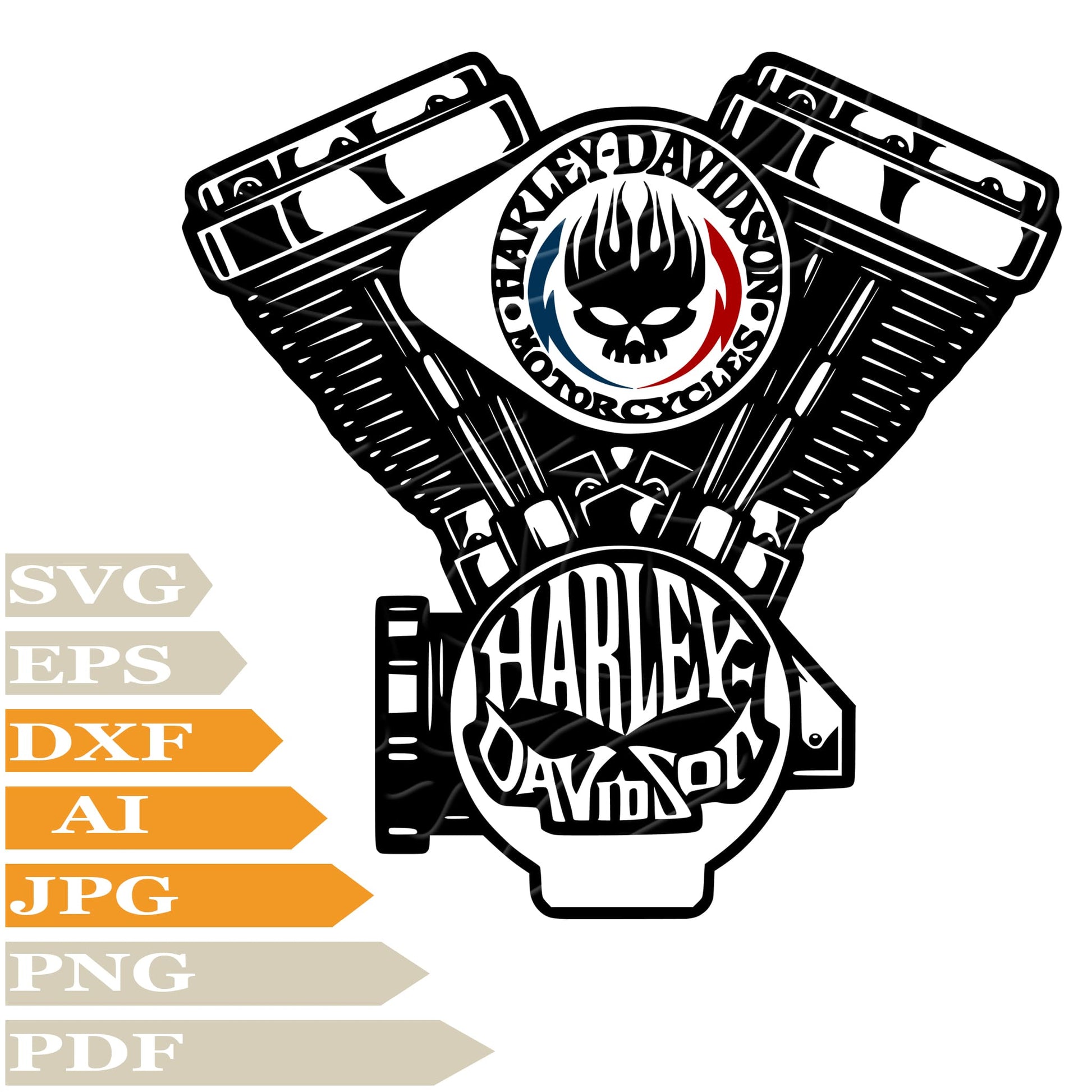 Harley Davidson Logo SVG File - Harley Davidson Engine Vector Graphics - Harley Davidson Engine SVG Design - Harley Engine PNG-Cricut-Cut File-Clipart-For Tattoo-Print-Decal-Shirt-Silhouette