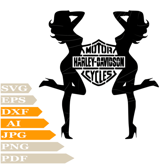 sofvintage,Harley Davidson Logo SVG File, Girls Harley Davidson Logo SVG Design, Girl Harley Davidson PNG, Harley Davidson Logo Vector Graphics, Cut File, For Cricut, Clipart, T–Shirt, For Tattoo, Silhouette