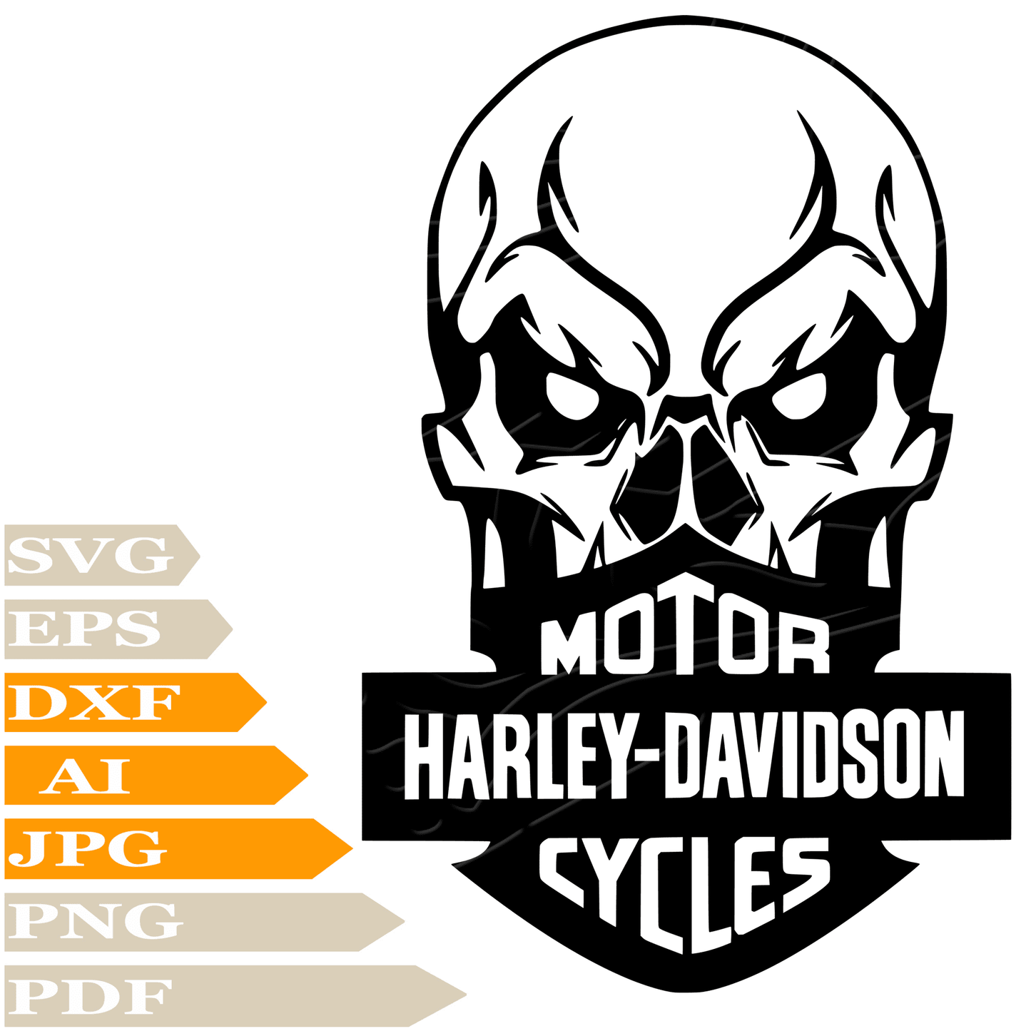 Harley Davidson SVG File, Skull Harley Davidson Logo SVG Design, Harley Davidson Logo SVG Cricut, Harley Logo Digital Vector, PNG, Image Cut, Clipart, Cut File, Print, Decal, Shirt, Silhouette