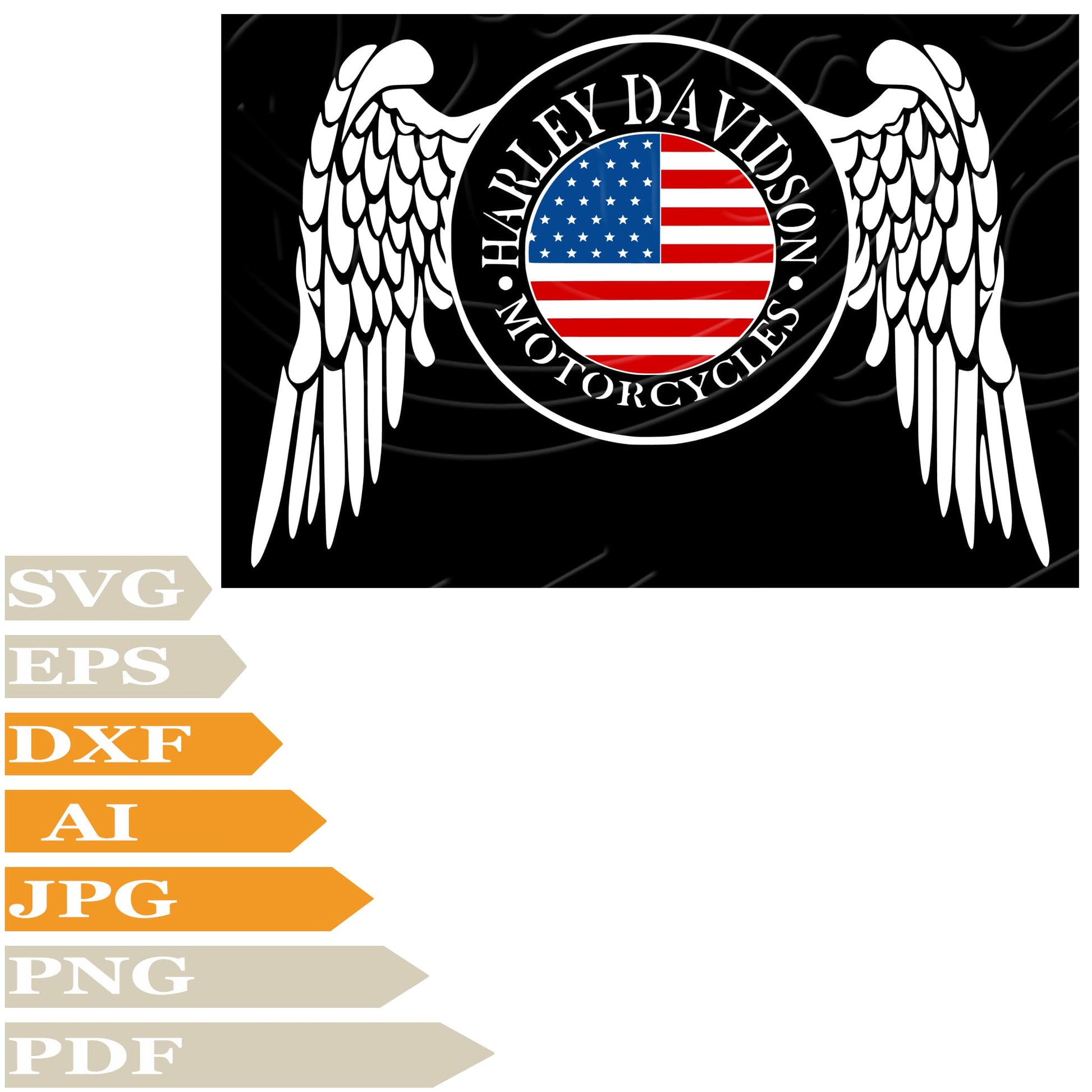 Harley Davidson SVG, Harley Davidson Logo SVG Design, Motorcycles Harley Davidson PNG, Usa Flag Harley Vector Graphics, Motorcycles Harley Davidson Logo For Cricut, Digital Instant Download, Clip Art, Cut File, T-Shirts, Silhouette