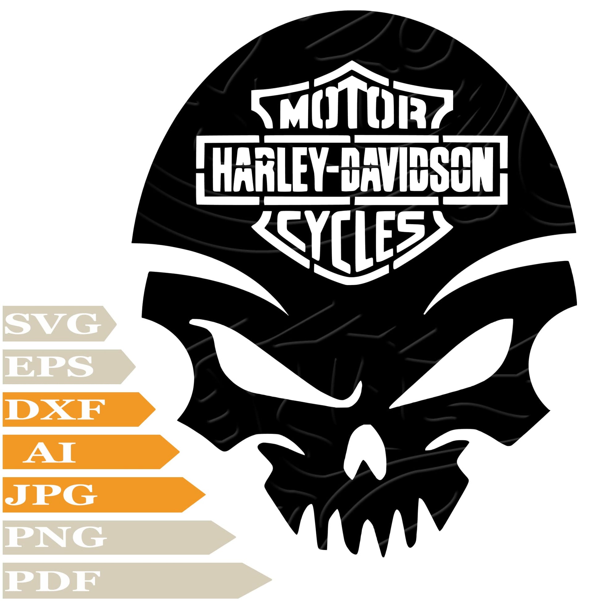 Harley SVG, Harley Davidson SVG Design, Harley Davidson Logo Vector Graphics, Skull Harley Davidson For Cricut, For Tattoo, Clip Art, Cut File, T-Shirts, Silhouette, All Available