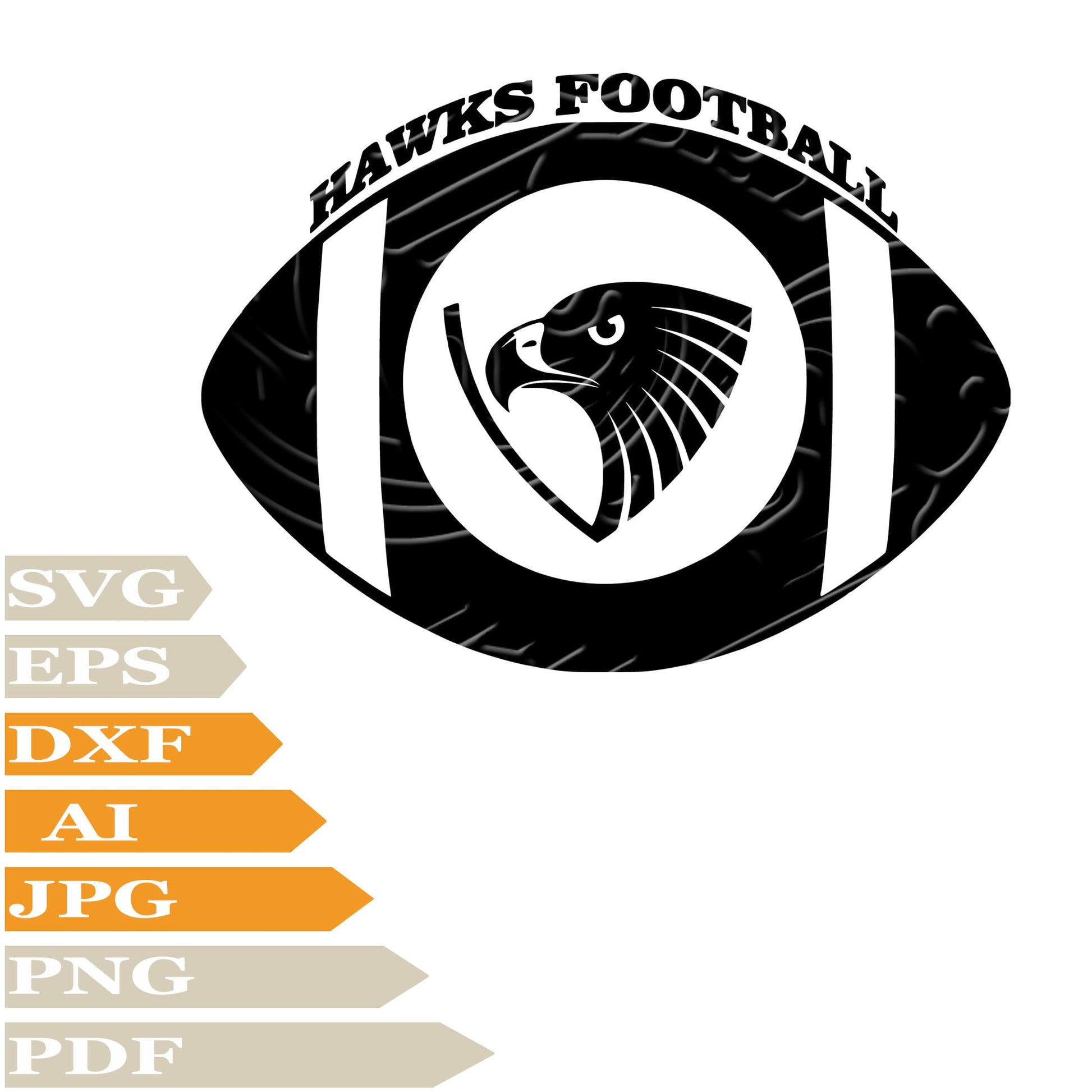 Hawks, Hawks Football Logo Svg File, Image Cut, Png, For Tattoo, Silhouette, Digital Vector Download, Cut File, Clipart, For Cricut
