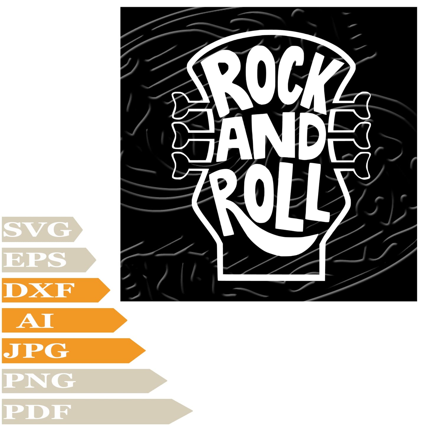 Headstock, Headstock Rock And RoLL Svg File, Image Cut, Png, For Tattoo, Silhouette, Digital Vector Download, Cut File, Clipart, For Cricut