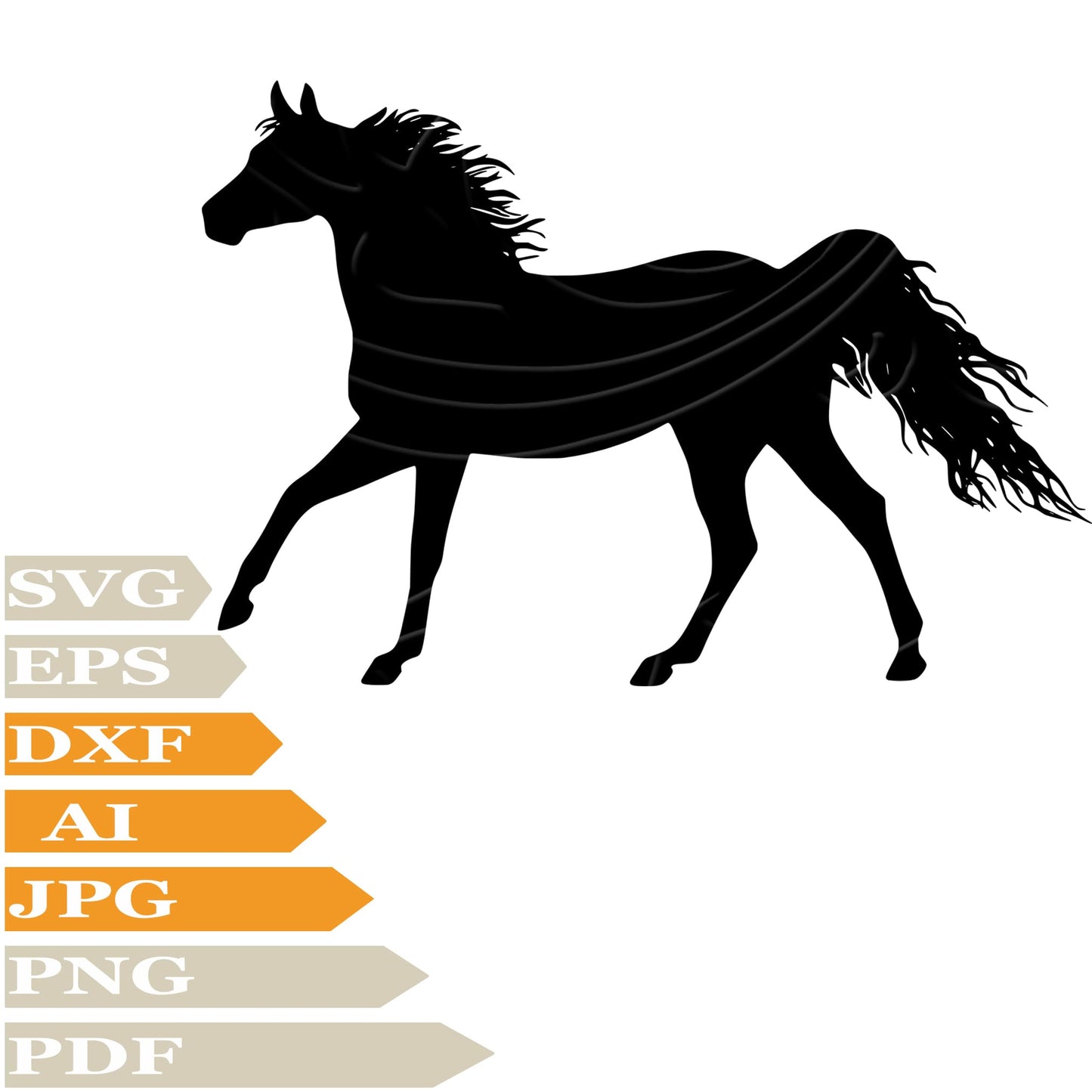 Horse SVG, Black Horse SVG Design, Racehorse PNG, Wild Black Horse Vector Graphics, Wild Animal Horse Digital Instant Download, Black Horse For Cricut, Clip Art, Cut File, T-Shirts, Silhouette