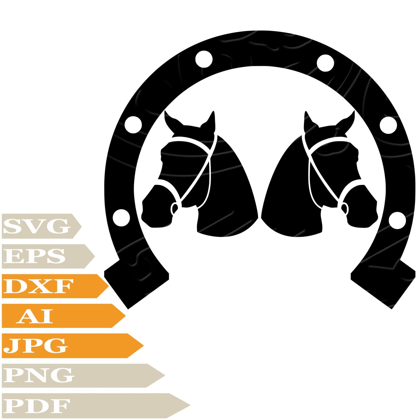 Horse SVG, Horseshoe SVG Design, Black Horses Vector Graphics, Horse Head For Cricut, For Tattoo, Clip Art, Cut File, T-Shirts, Silhouette, All Available