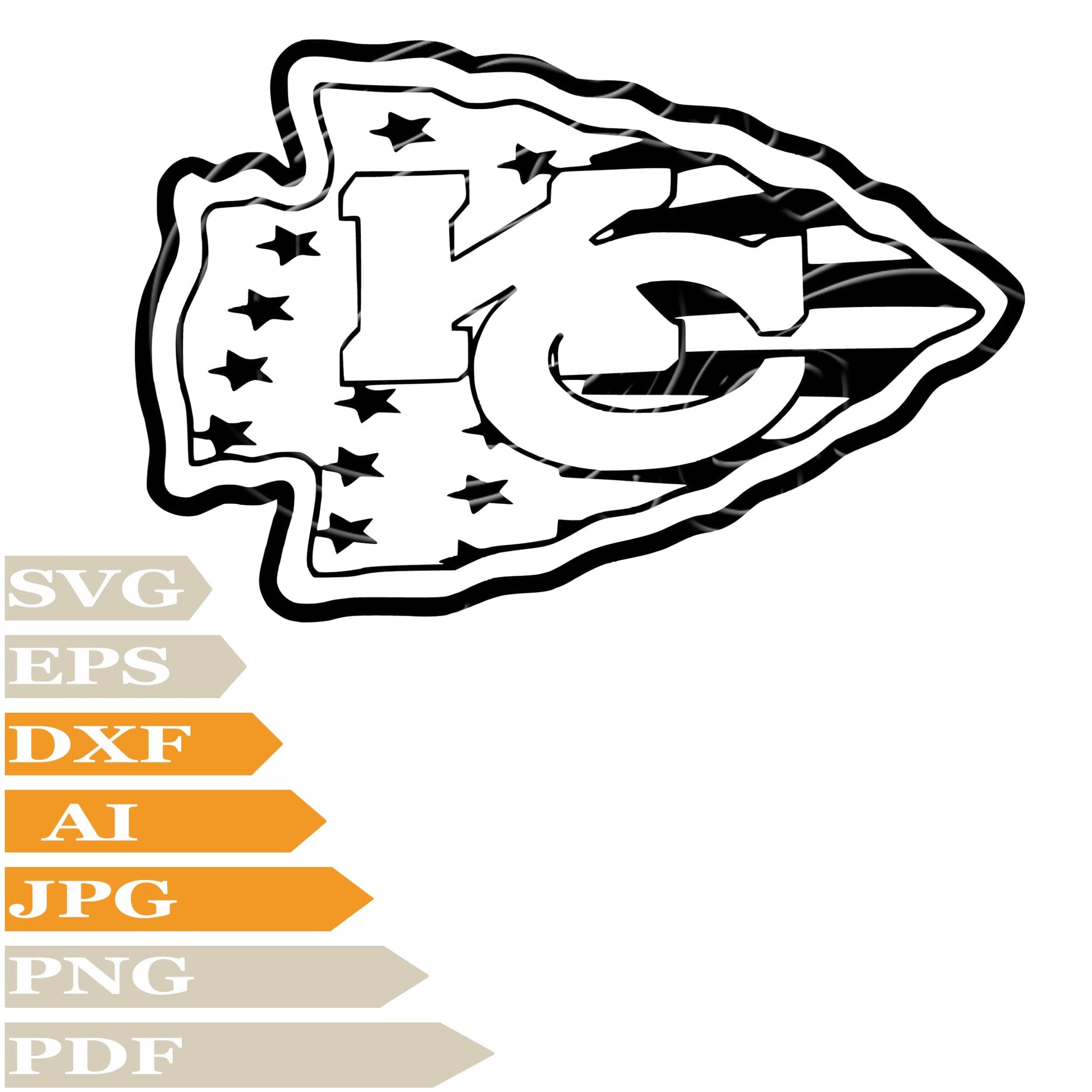 Kansas City Football, Kansas City Chiefs Logo Svg File, Image Cut, Png, For Tattoo, Silhouette, Digital Vector Download, Cut File, Clipart, For Cricut