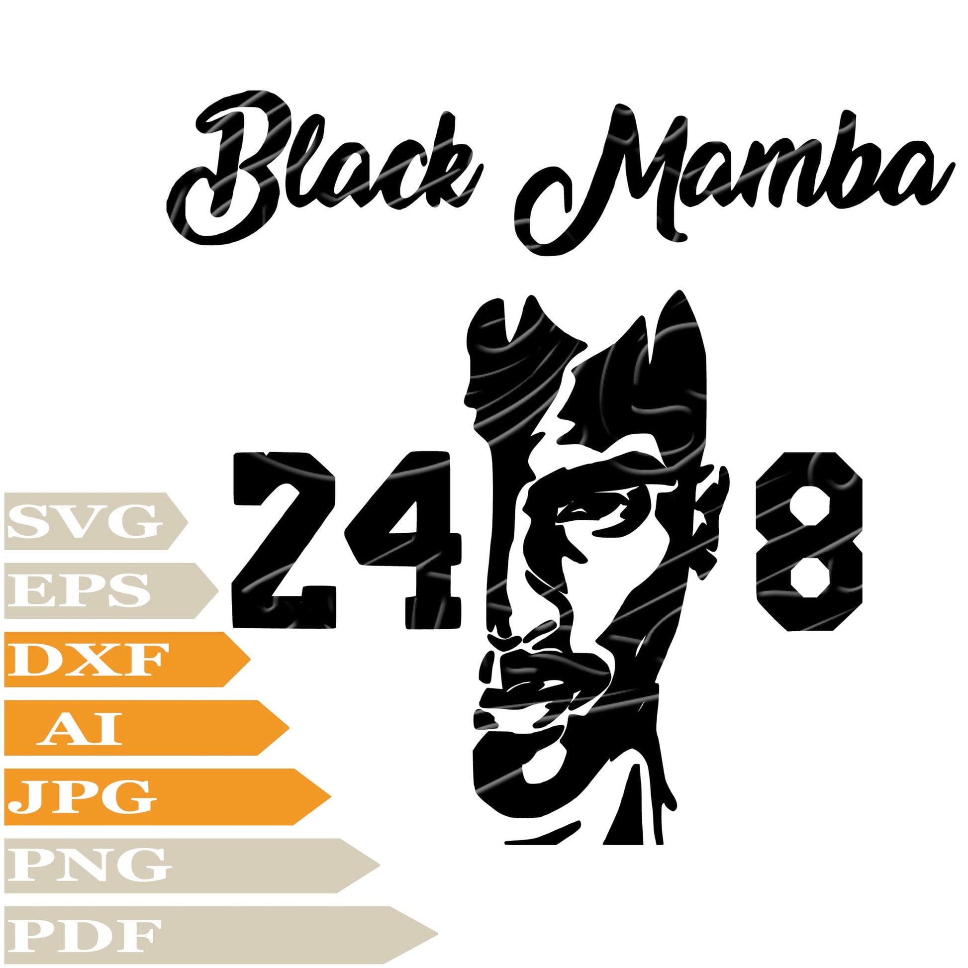 Kobe Bryant, Black Mamba Svg File, Image Cut, Png, For Tattoo, Silhouette, Digital Vector Download, Cut File, Clipart, For Cricut