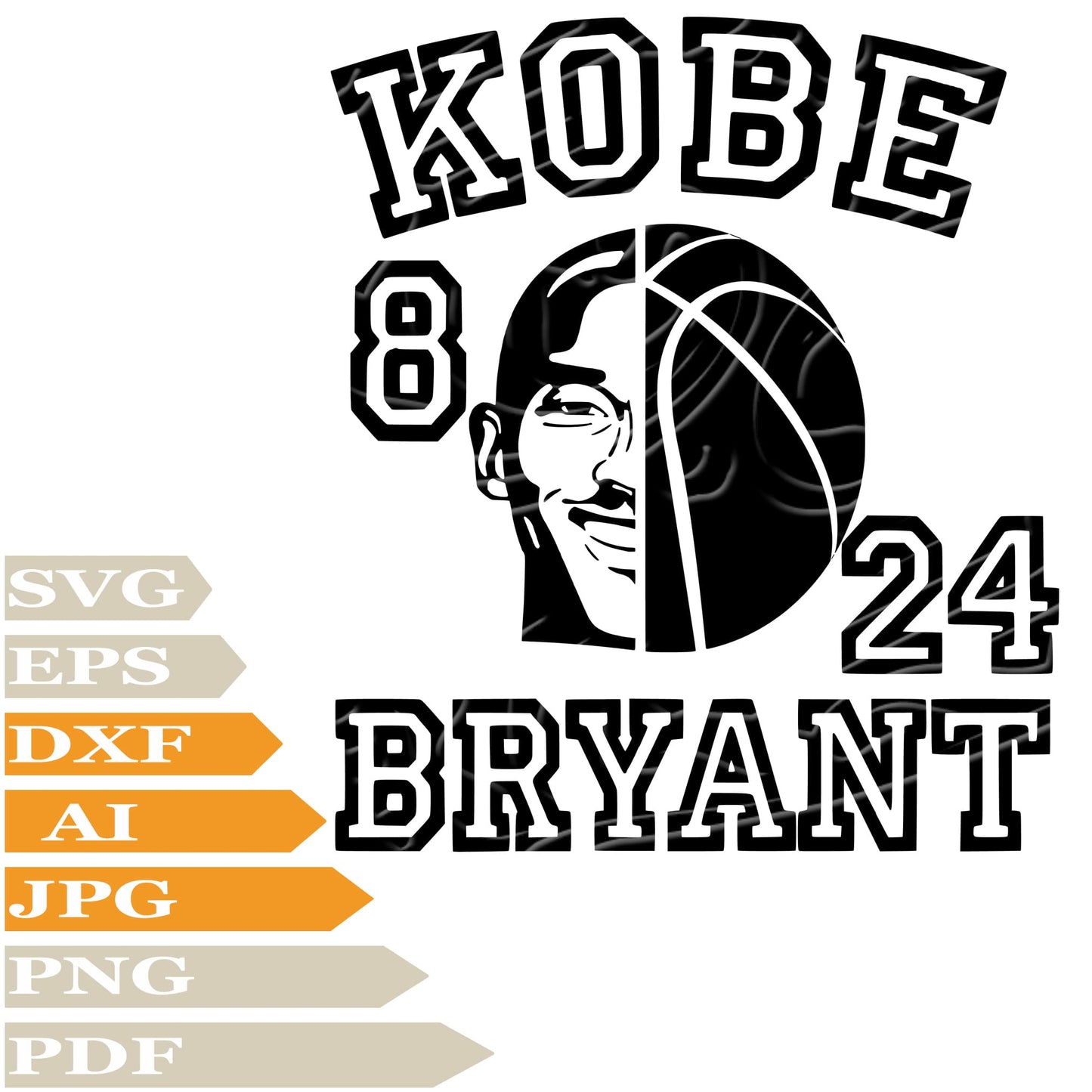 Kobe Bryant,Kobe Braynt Face Svg File,Svg Design,Clipart,Cut file,Png,Vector Graphics,Svg For Tattoo,Image File,Cli part,Svg For Cricut,Free Download,Digital File,Svg For Silhouette