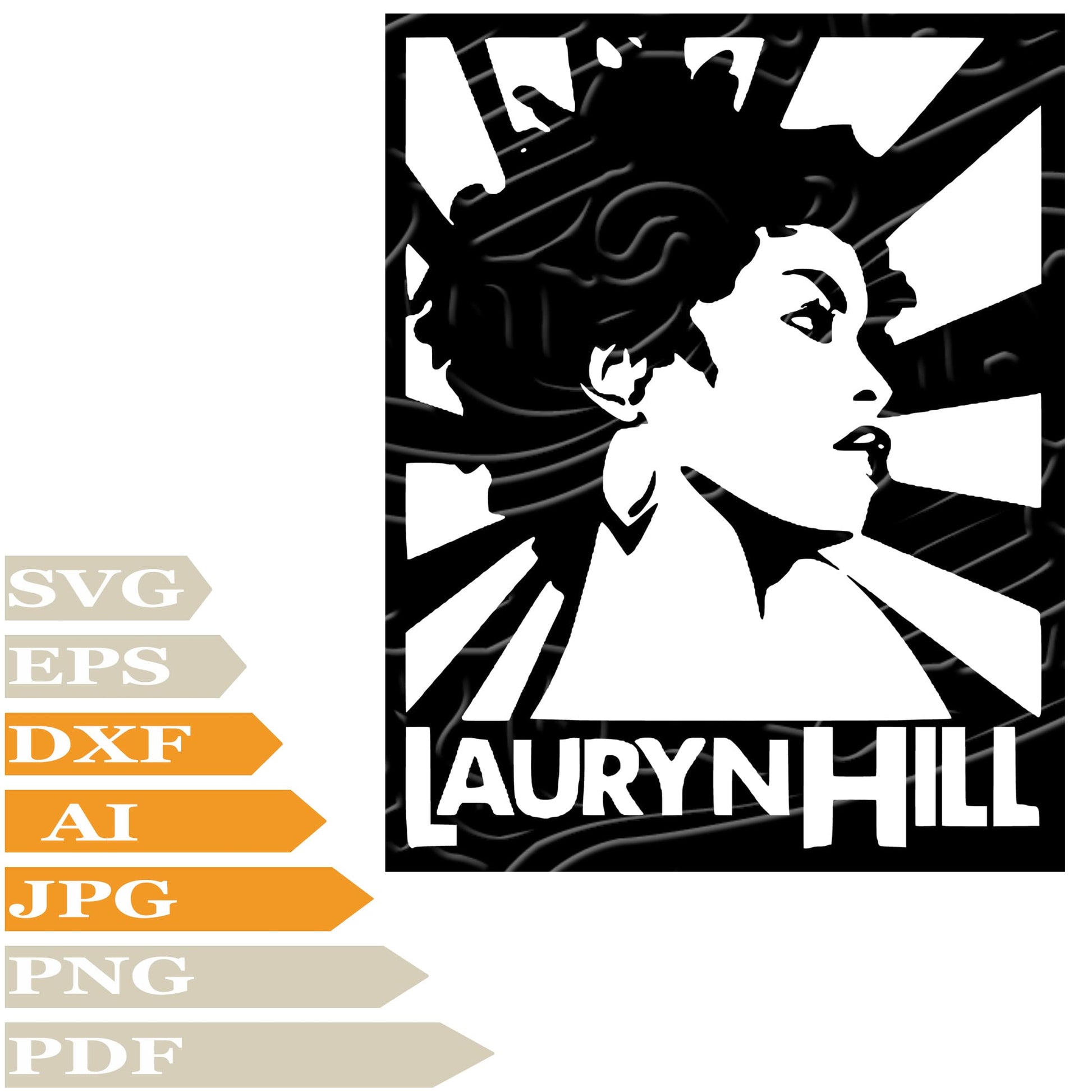 Lauryn Hill SVG-Lauryn Hill Face Personalized SVG-Lauryn Hill Drawing SVG-Singer Lauryn Hill Vector Illustration-PNG-Decal-Cricut-Digital Files-Clip Art-Cut File-For Shirts-Silhouette